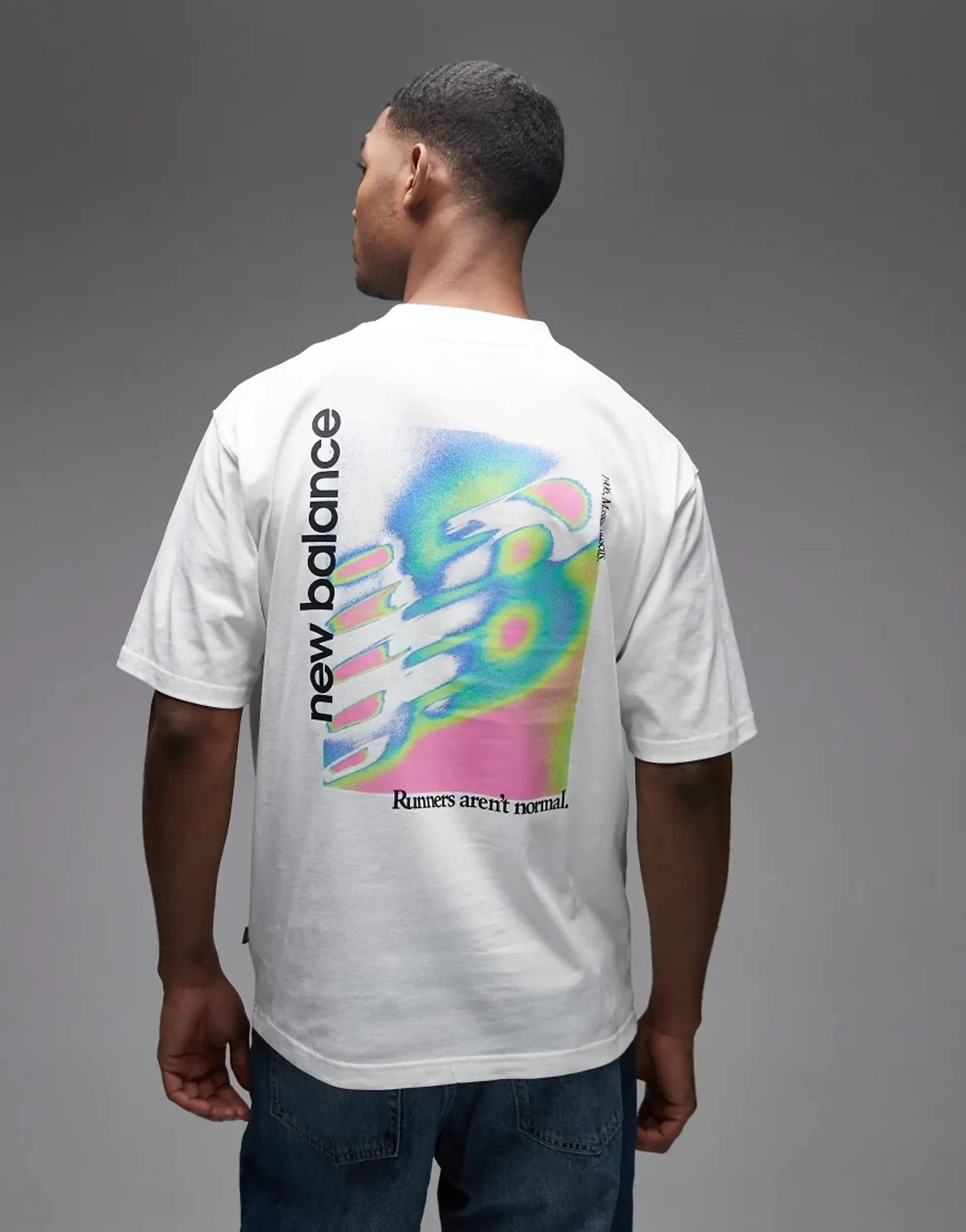 New Balance Men's Classic Tri-Logo Heat Map T-Shirt in White Cotton