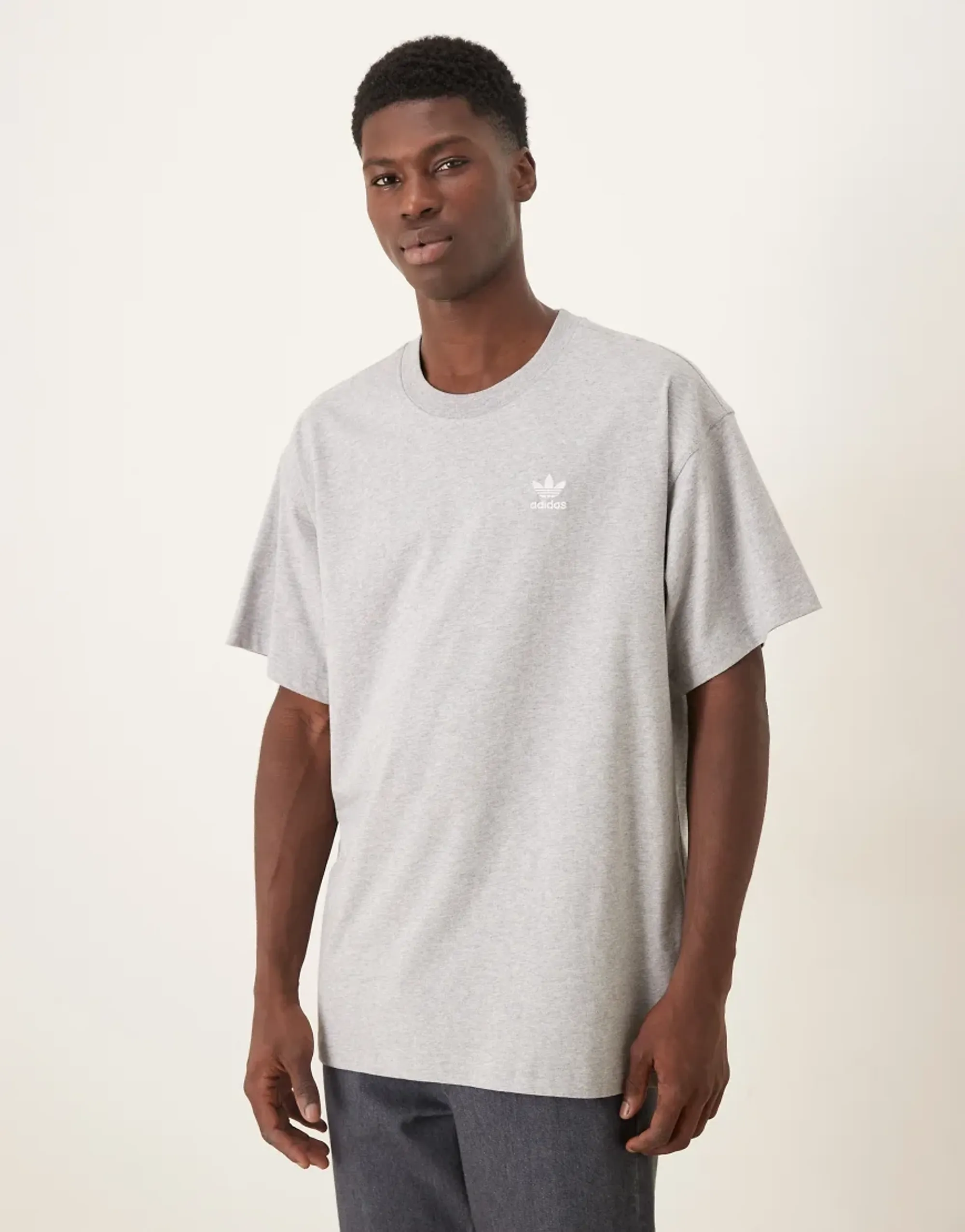 Adidas Originals Essential Oversized T-Shirt In Grey Marl