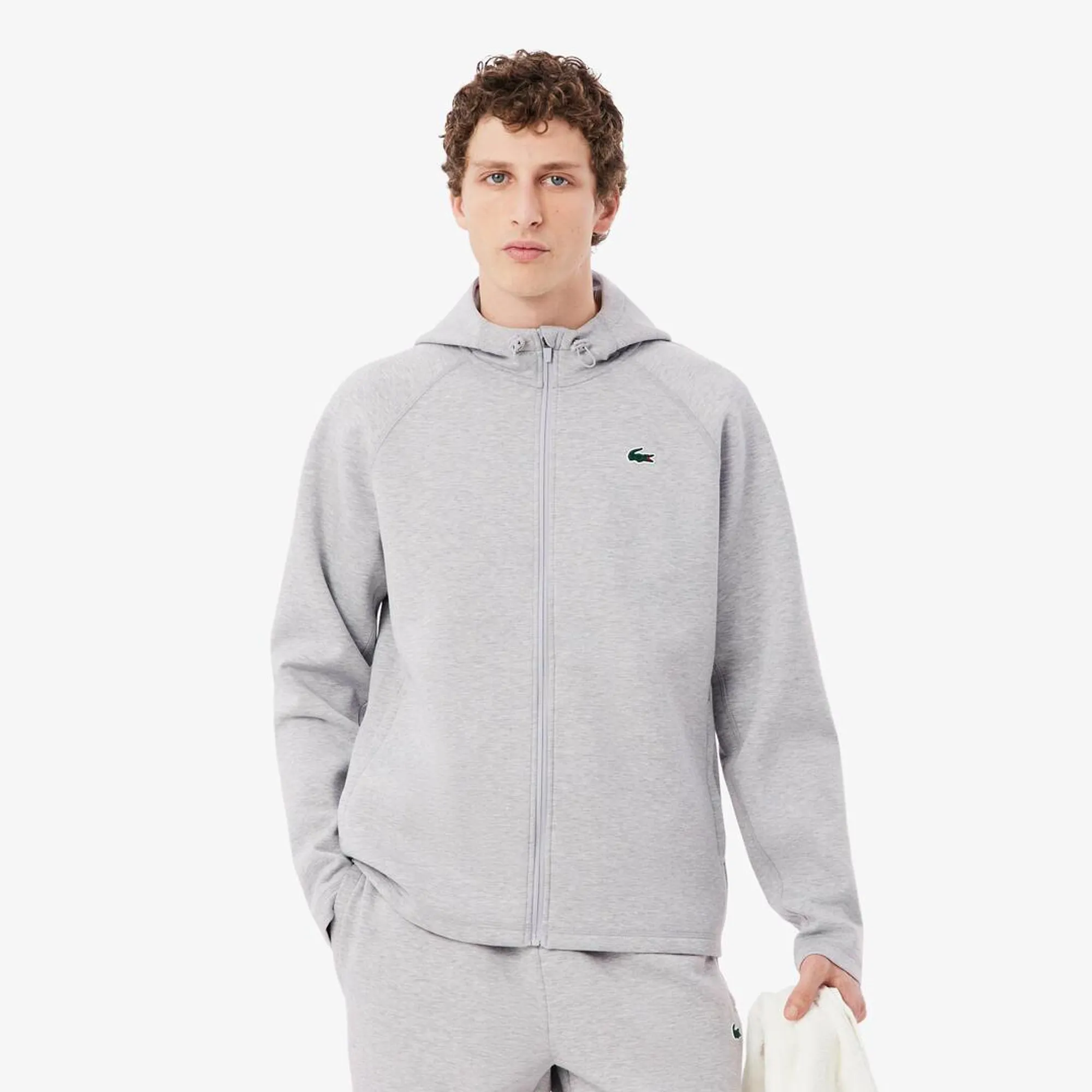 Lacoste Sport Stretch Zipped Hoodie - Light Heathered Grey