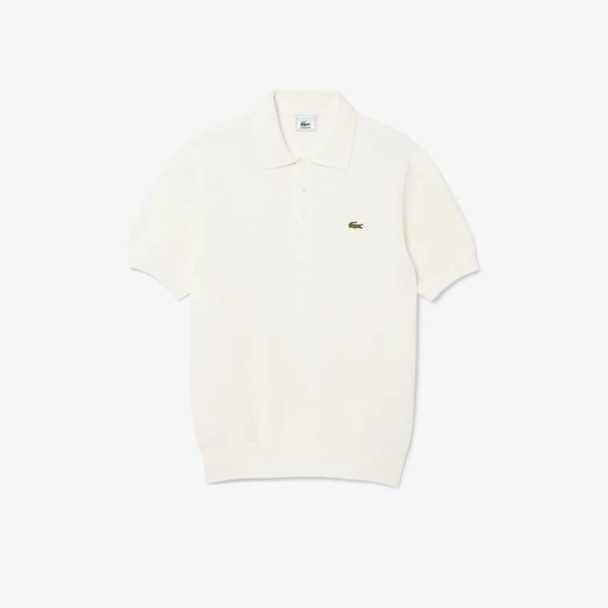 Lacoste French Made Archive Edition Polo Collar Sweater - White