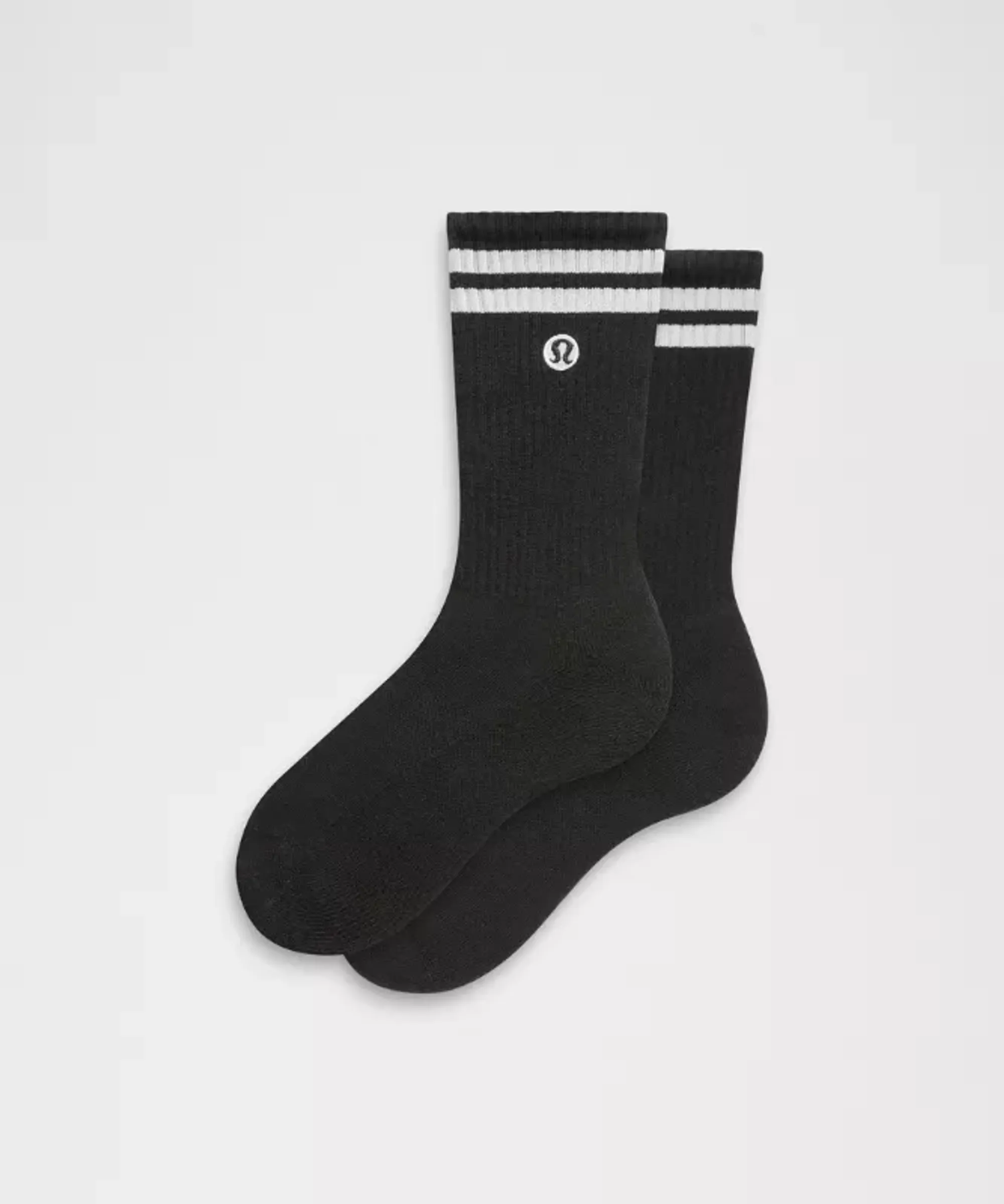 lululemon – Daily Essential Crew Socks Stripe – Color Black/White – Size Large