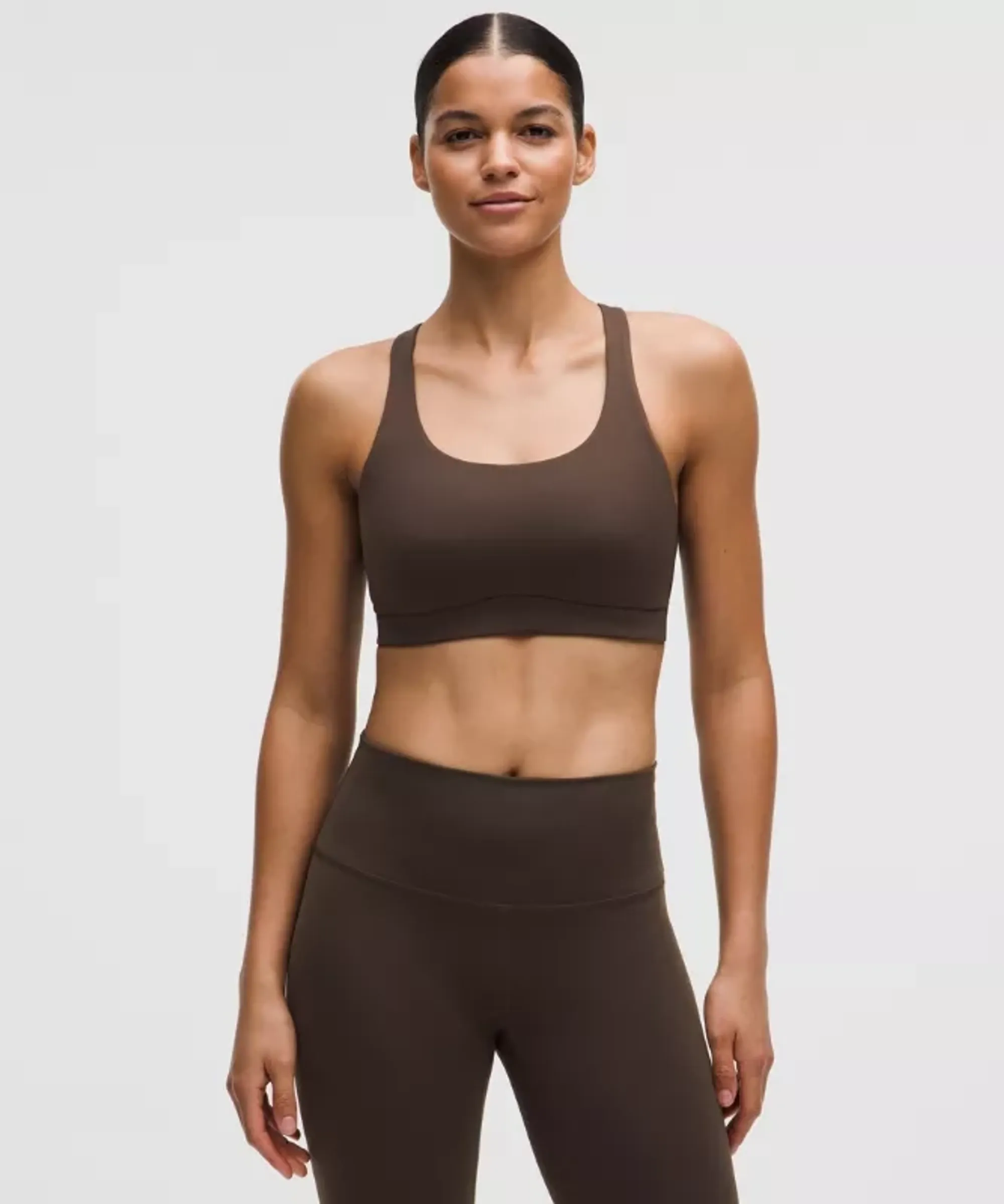 lululemon – Women's Energy Sports Bra Medium Support, B-D Cups Evolve – Color Brown – Size Large