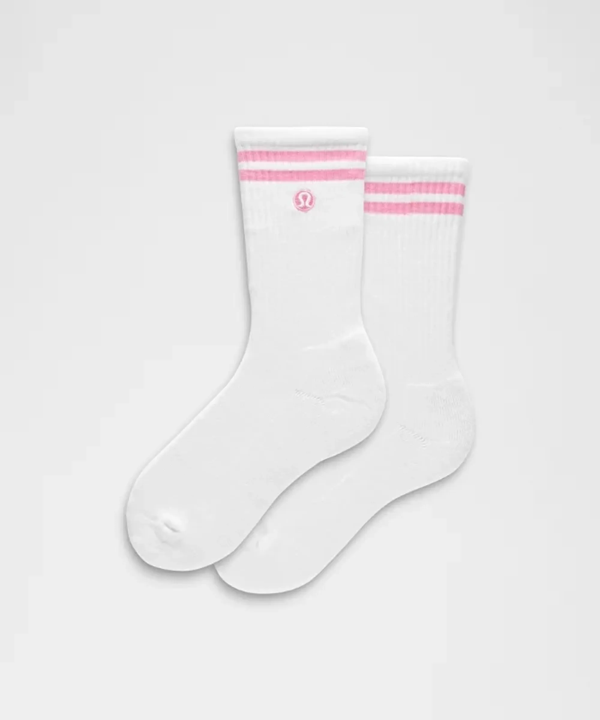 lululemon – Daily Essential Crew Socks Stripe – Color White – Size Large