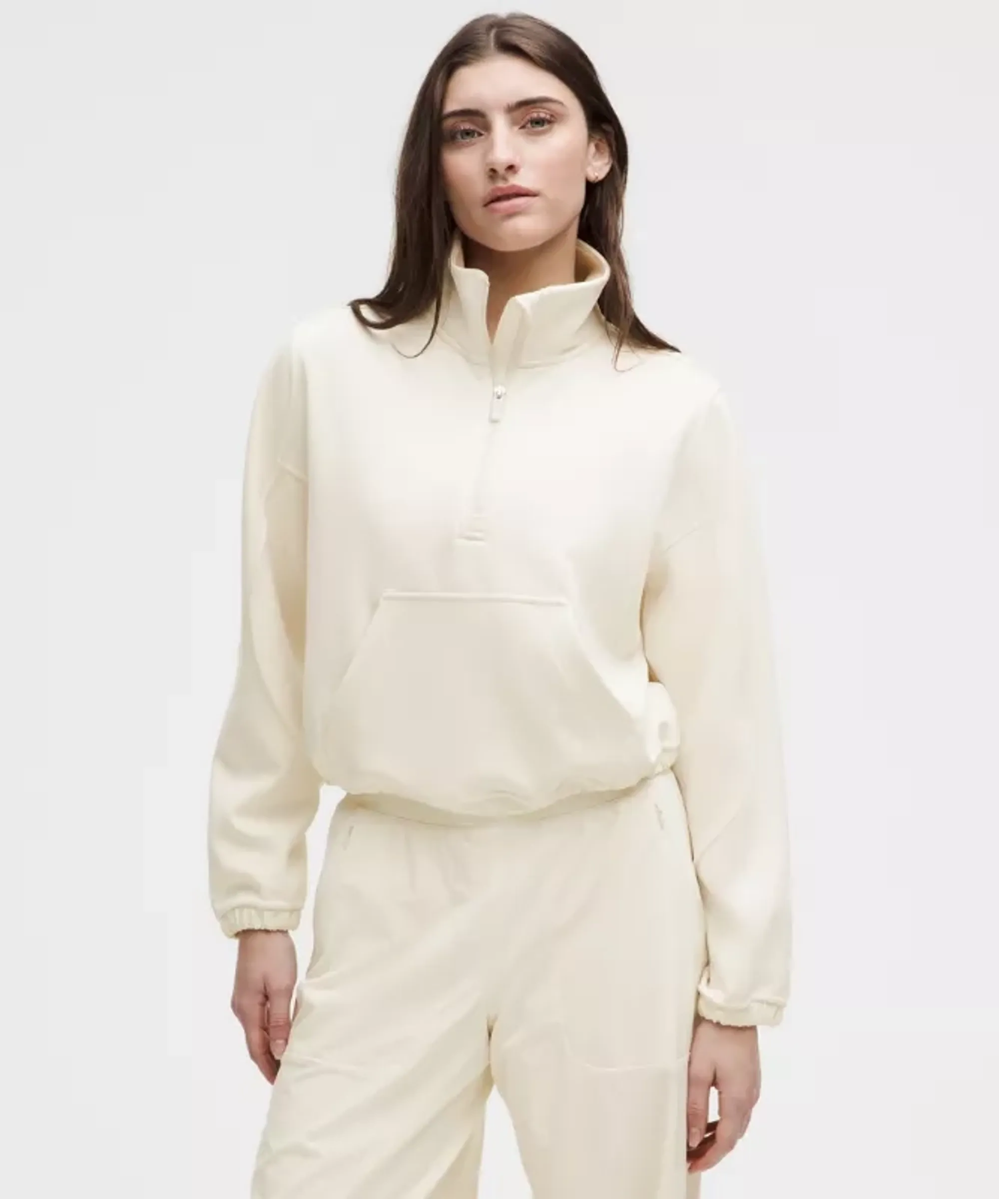 lululemon – Women's Brushed Softstreme Half Zip Sweatshirt – Color White – Size 0