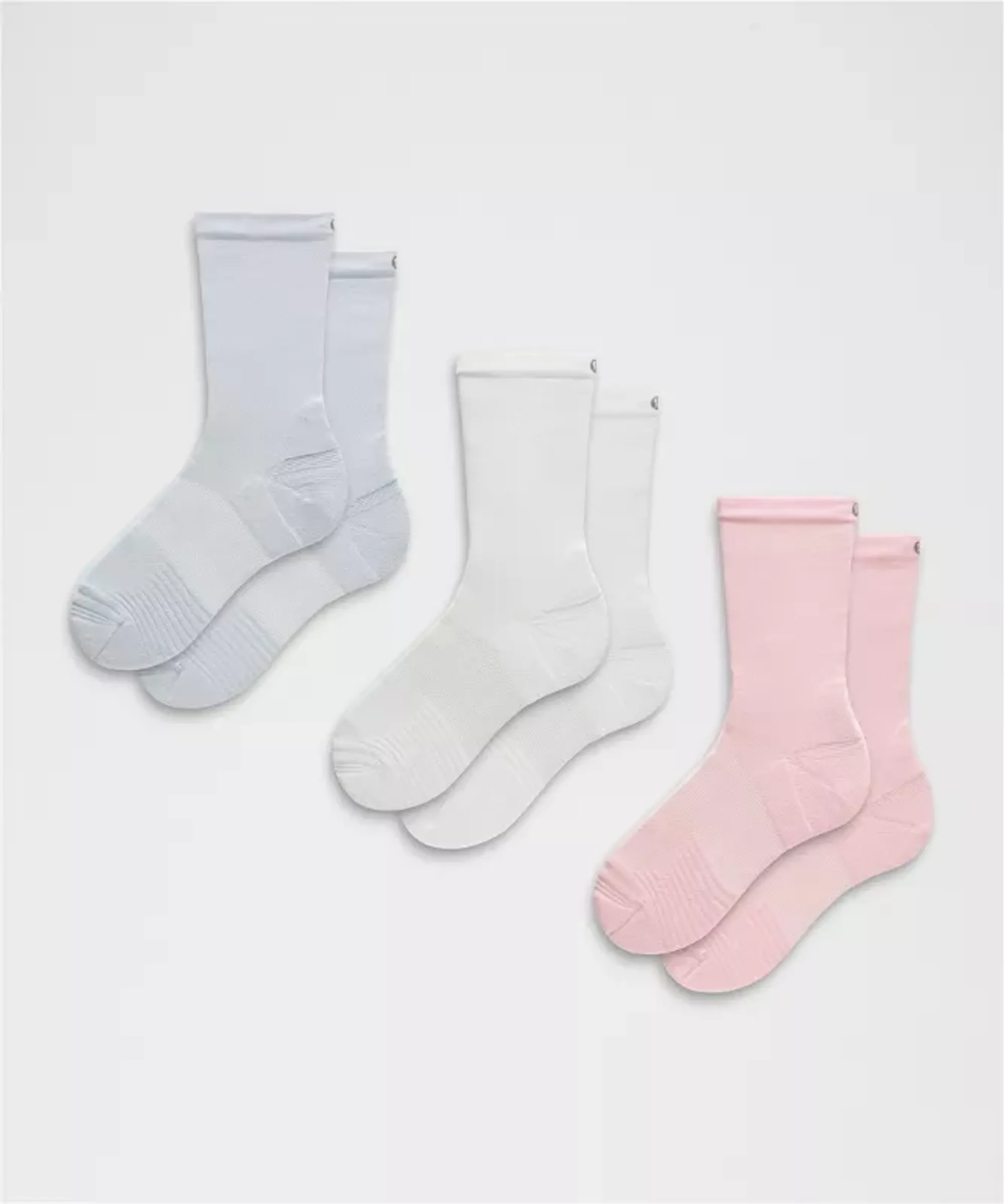 lululemon – Power Stride Crew Socks 3 Pack – Color Pink/White/Blue – Size Large