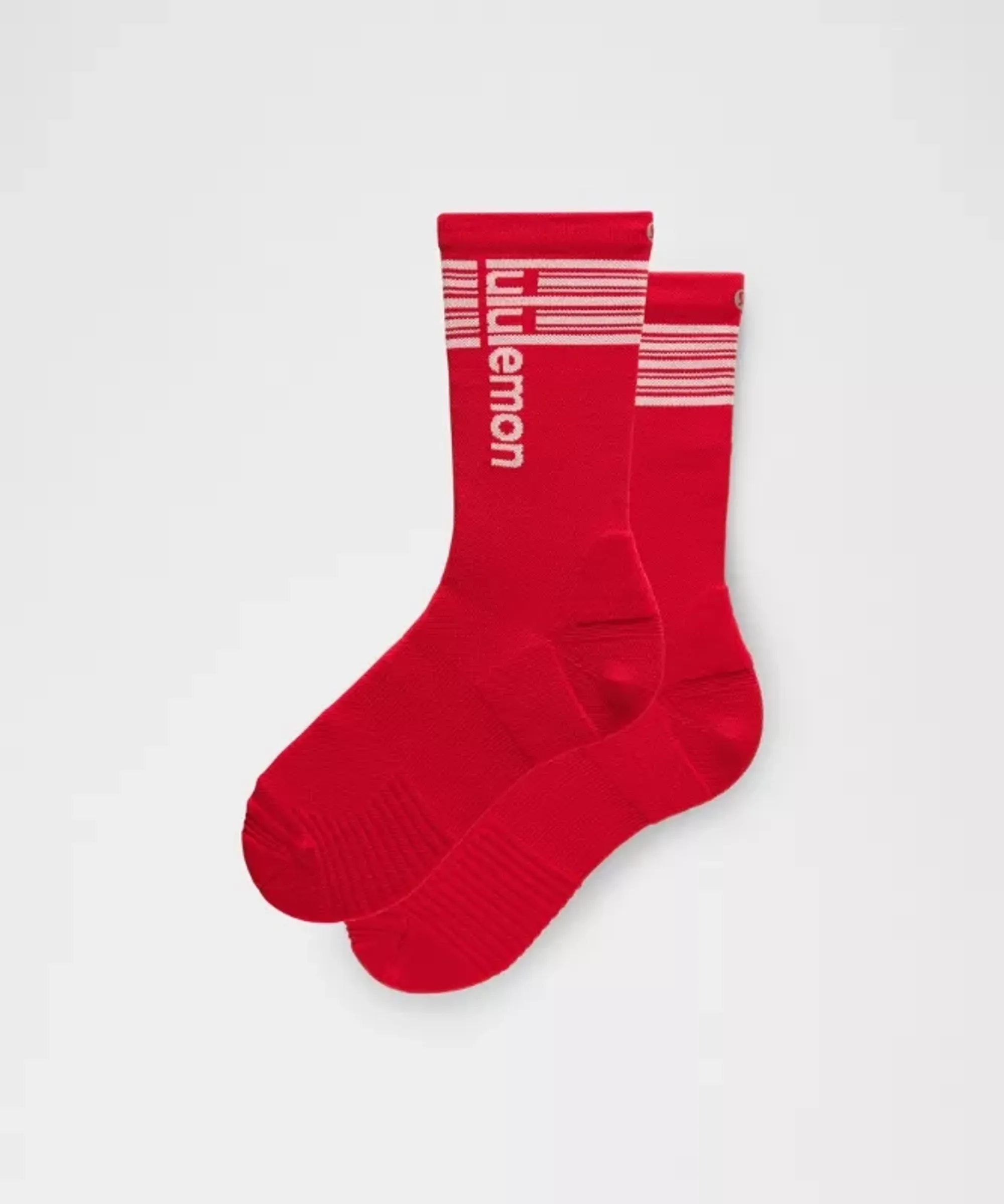 lululemon – Power Stride Crew Socks Stripe – Color Red/Neon – Size Large