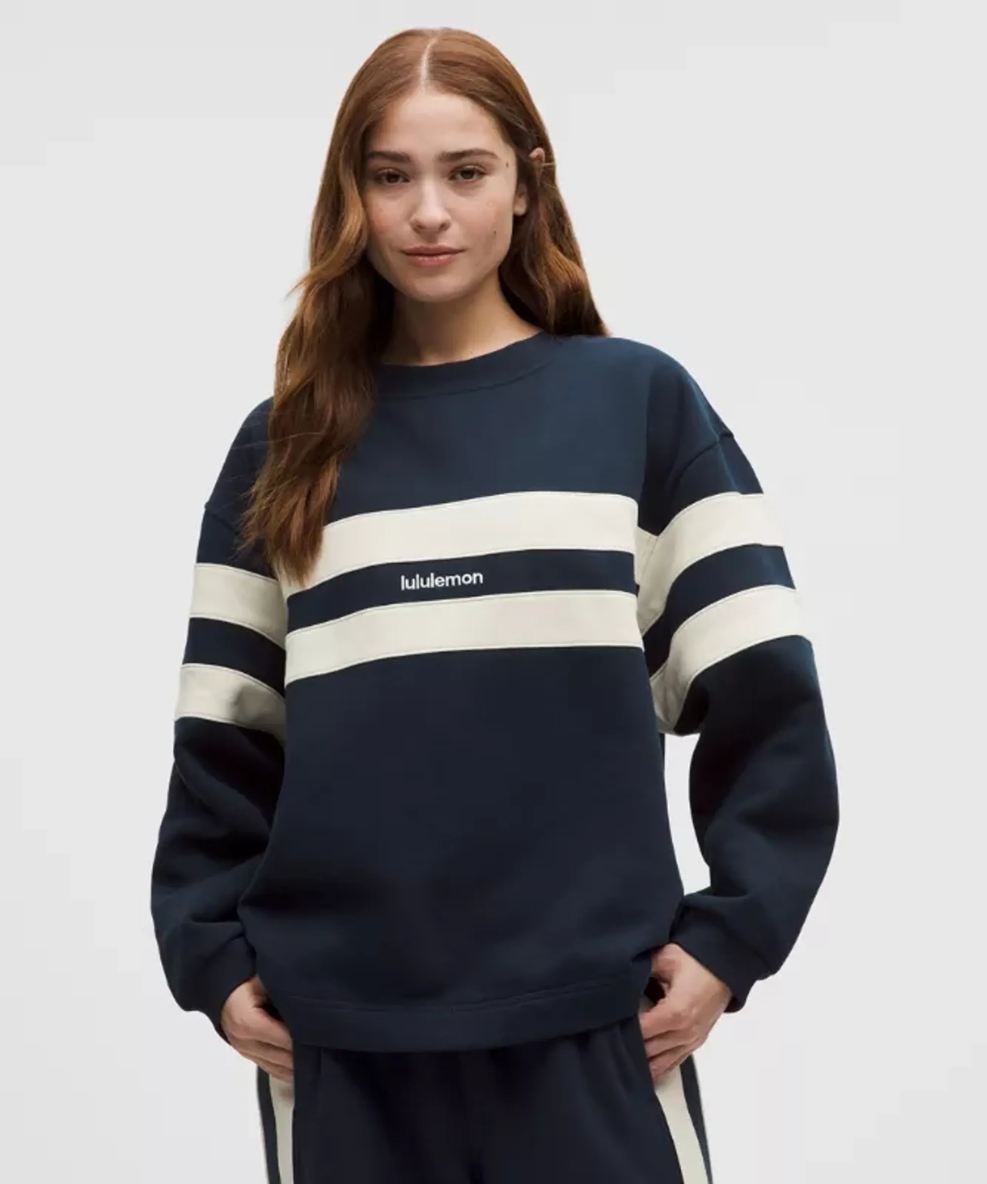 lululemon – Women's Steady State Oversized Pullover Sweater Stripe – Color Blue – Size Large