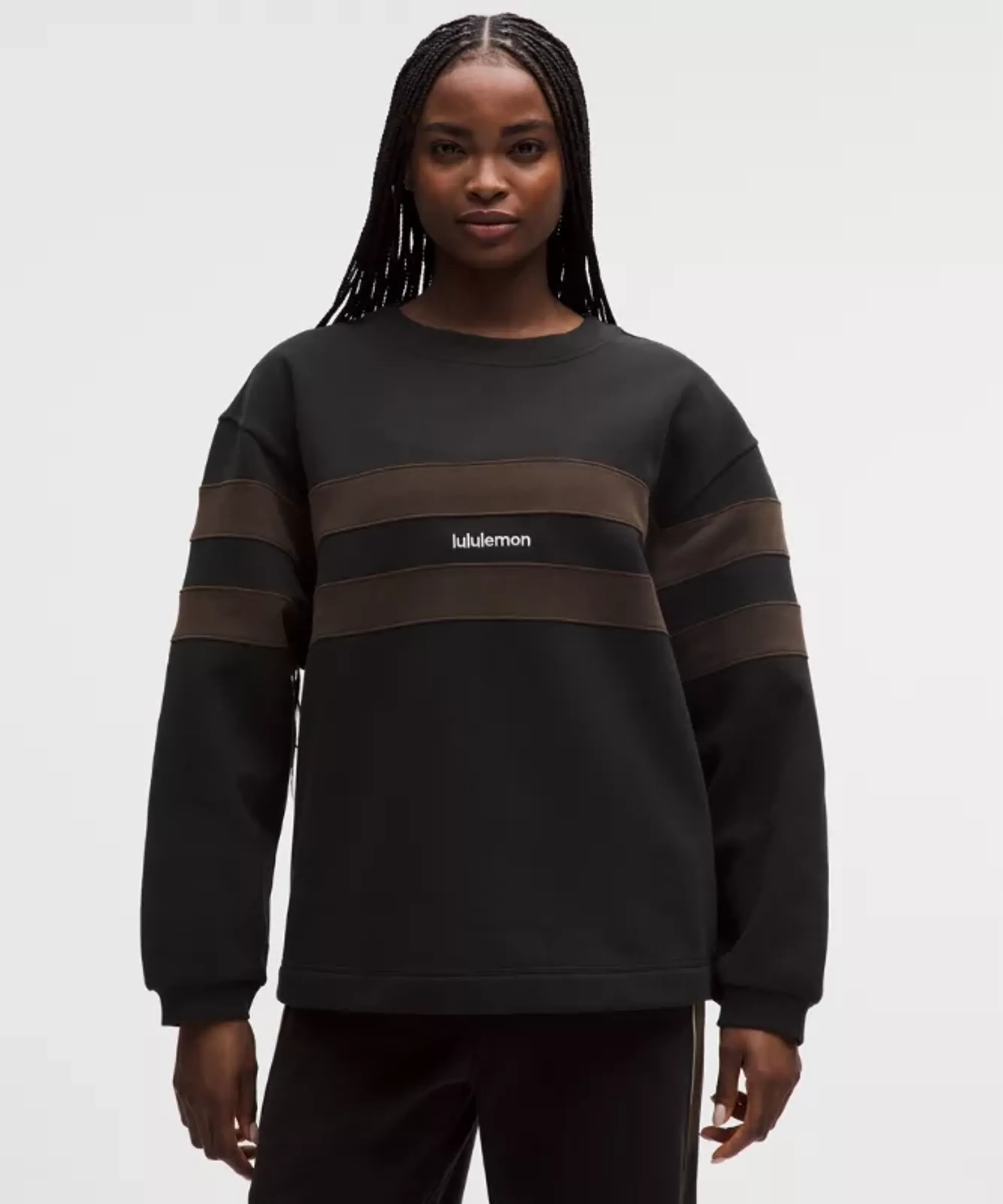 lululemon – Women's Steady State Oversized Pullover Sweater Stripe – Color Black – Size Large