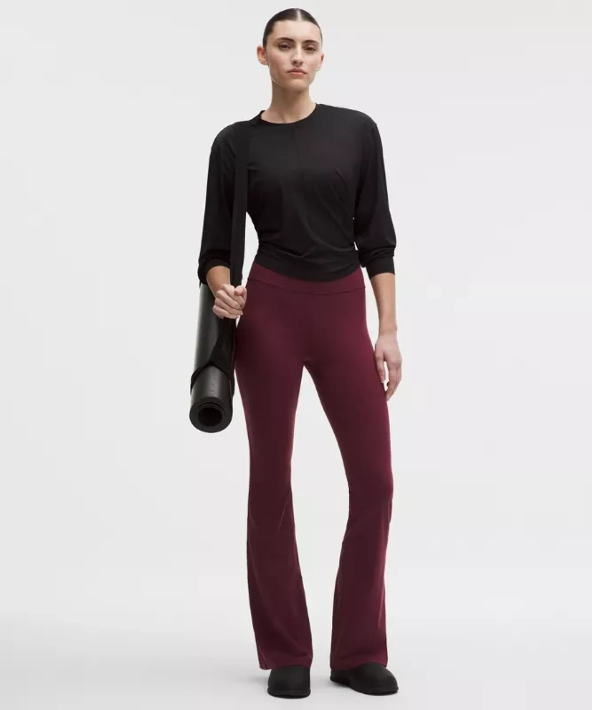 lululemon – Women's Groove Nulu High-Rise Flared Pants Short – Color Burgundy/Red – Size 0