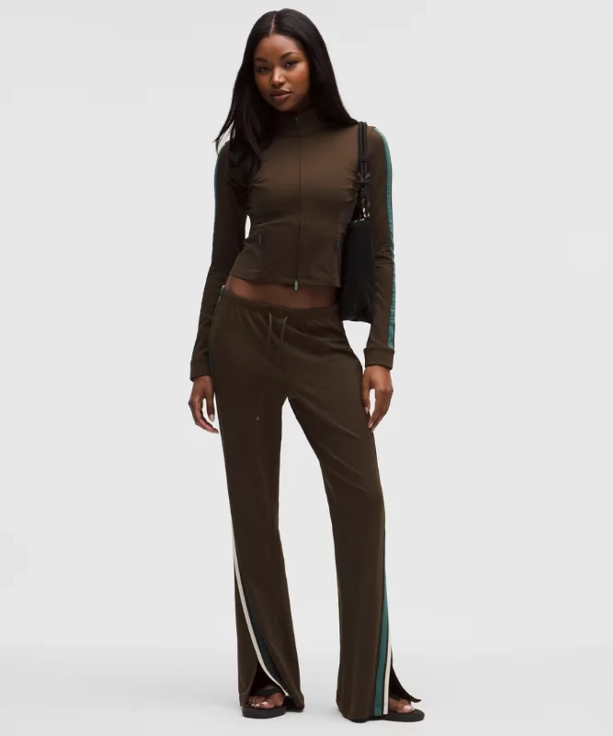 lululemon – Women's Striped Slim-Fit Mid-Rise Track Pants – Color Brown – Size Large