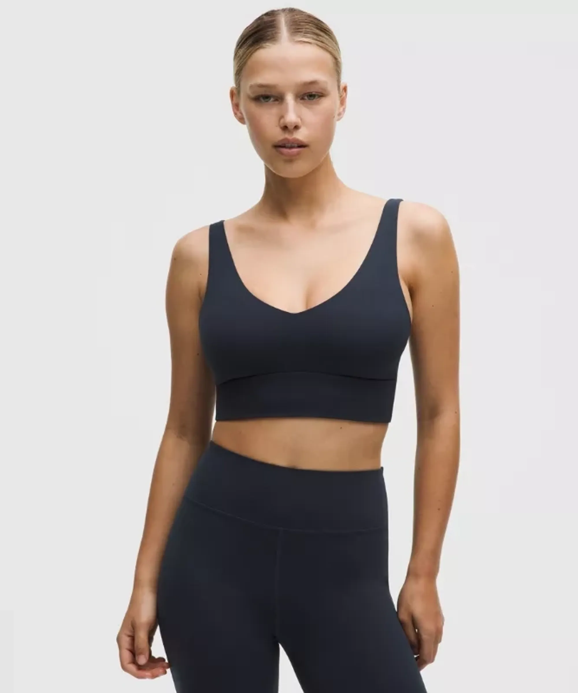 lululemon – Women's Focuser V-Neck Sports Bra Light Support, C/D Cup – Color Blue – Size Large