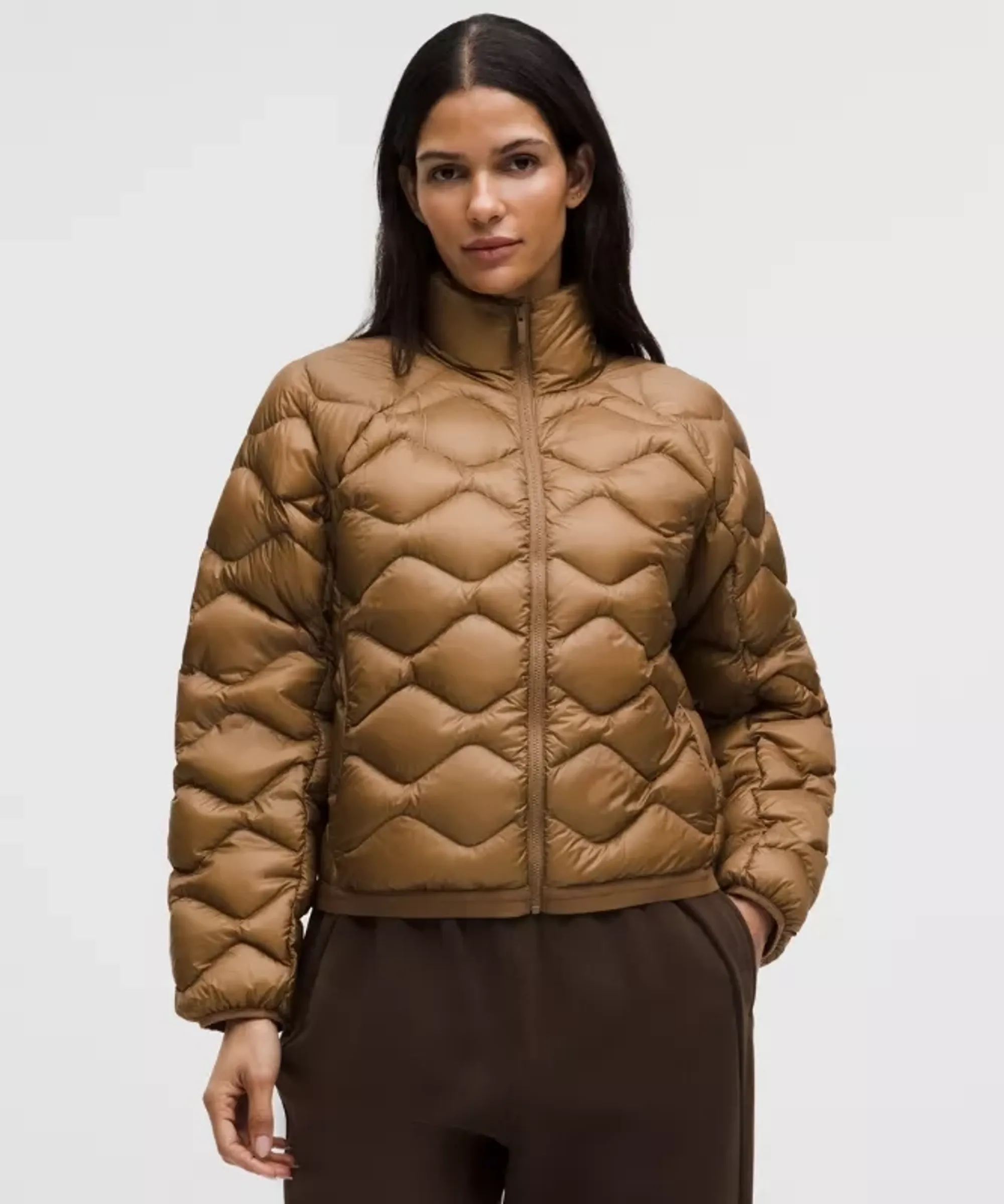 lululemon – Women's Featherweight 900-Down-Fill Quilted Jacket – Color Brown/Khaki – Size Large