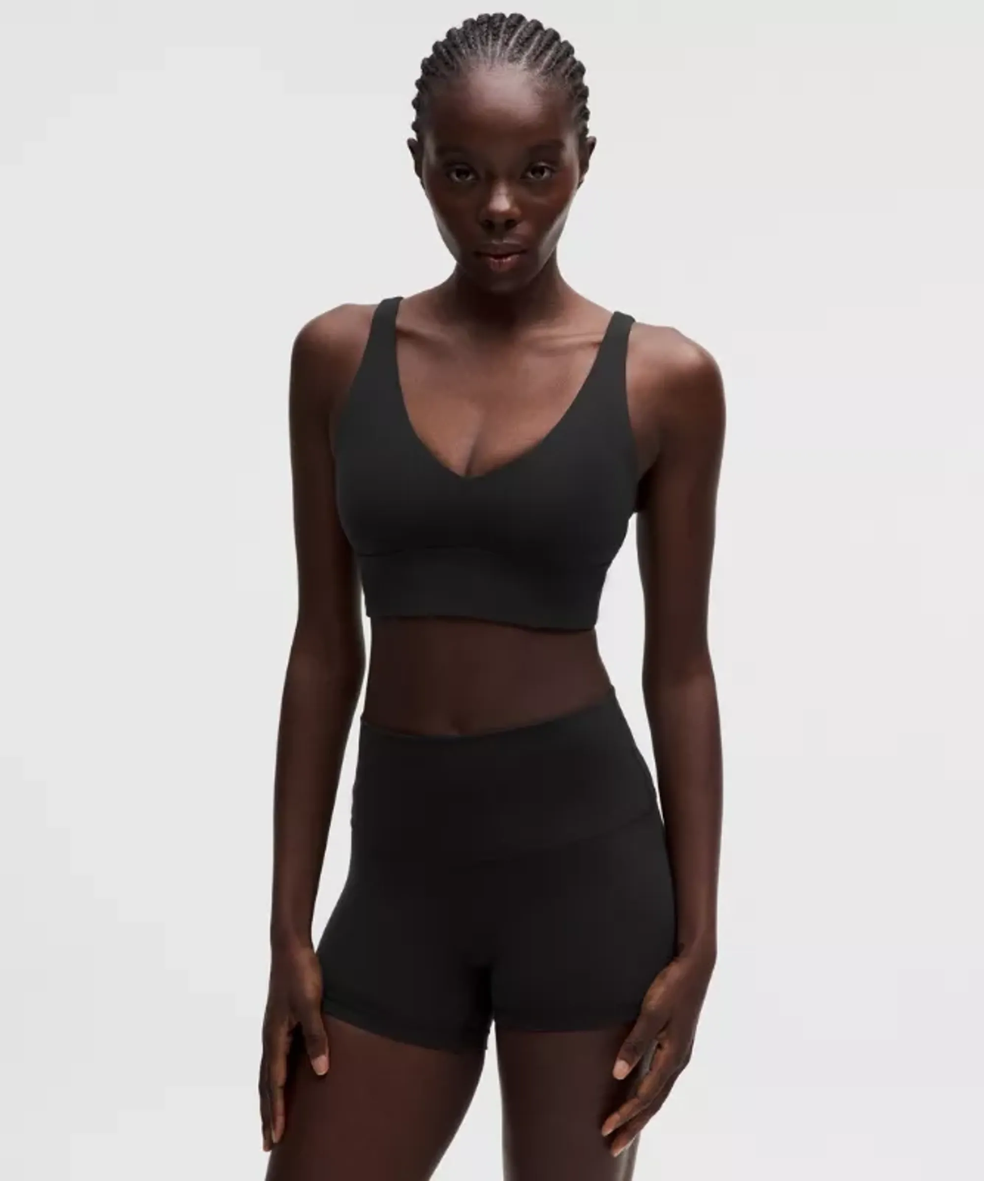 lululemon – Women's Focuser V-Neck Sports Bra Light Support, A/B Cup – Color Black – Size Large