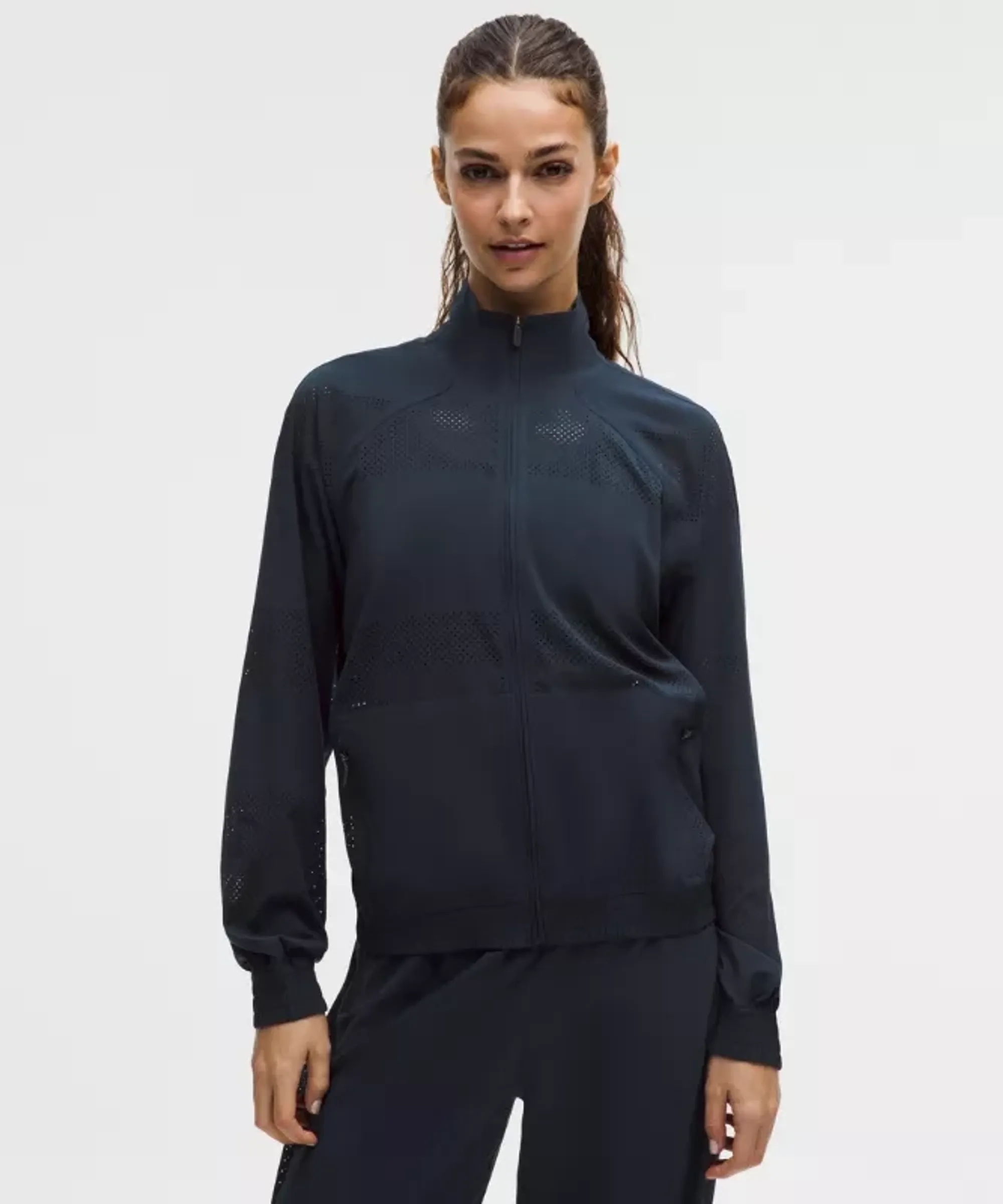 lululemon – Women's Adapted State Track Jacket Perforated Stripe – Color Blue – Size 0