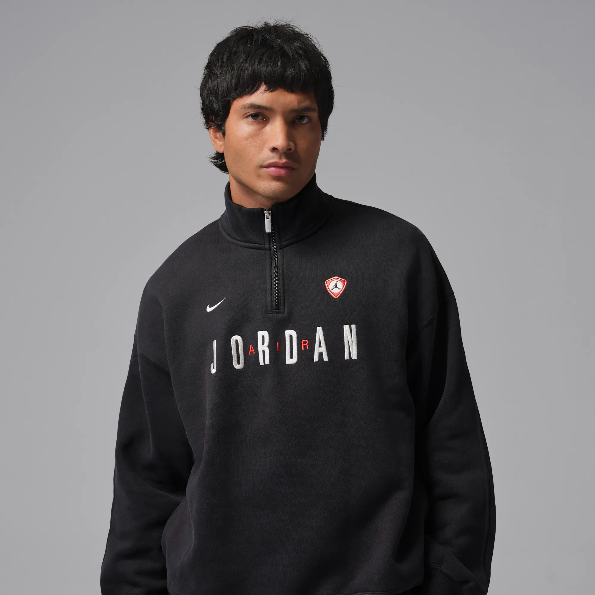 Nike Jordan Flight Men's Graphic Fleece 1/4-Zip - Black - Cotton/Polyester