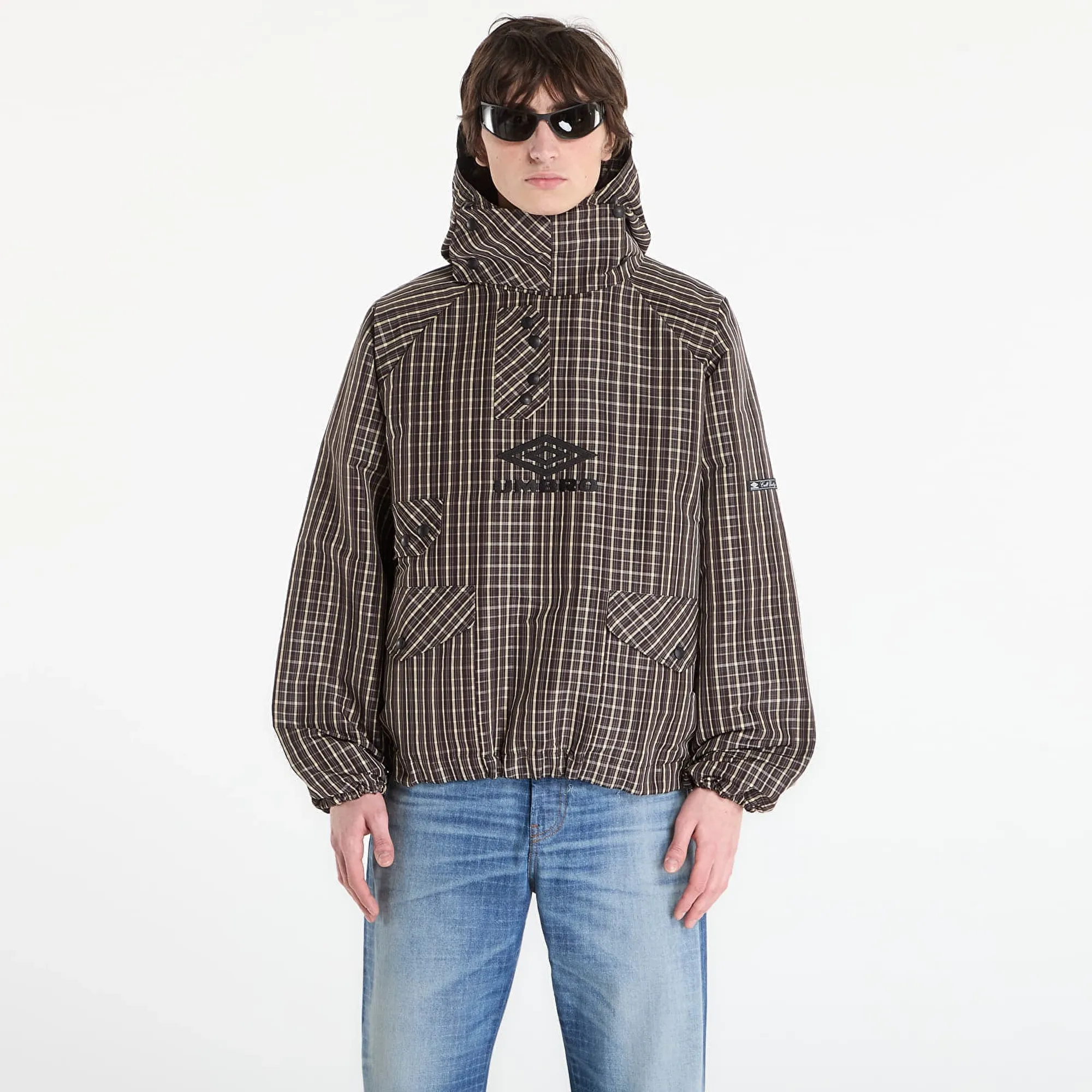 Jacket Umbro By Slamjam Check Smock Anorak Beige/ Dark Brown S