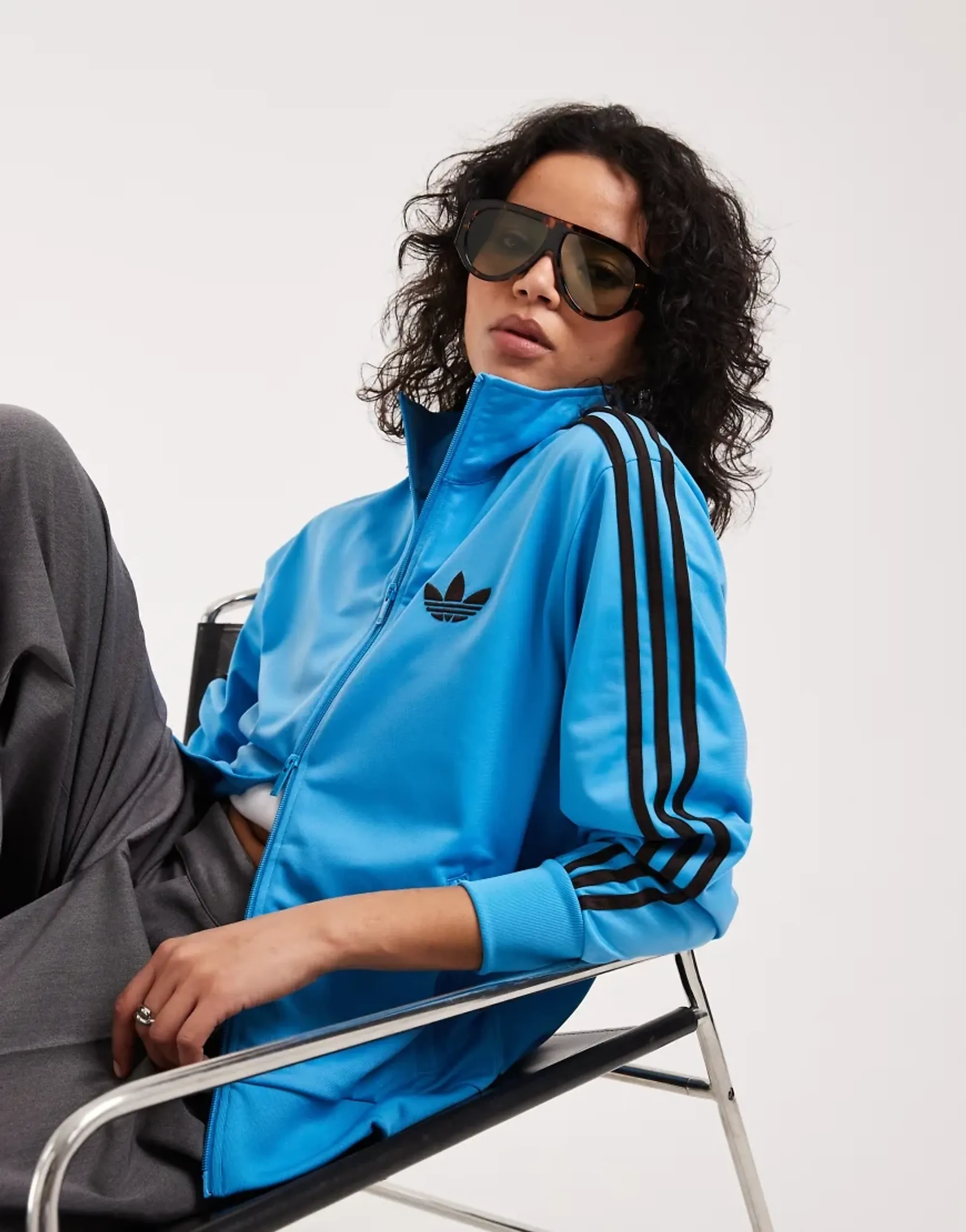 adidas Originals Womens Firebird Loose Track Top App Sky Rush