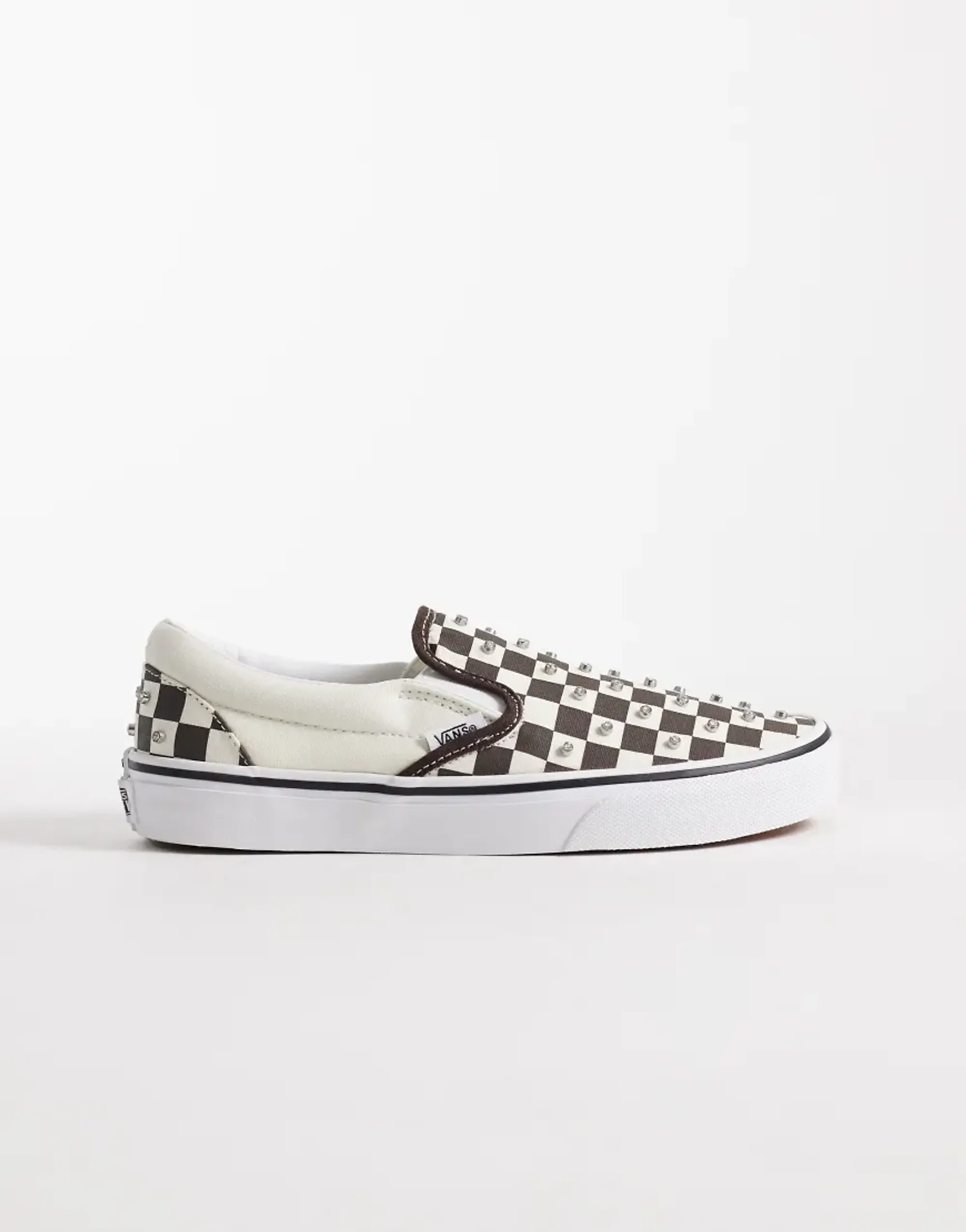 Vans Slip-On Trainers In Black Checkerboard With Rhinestone Details