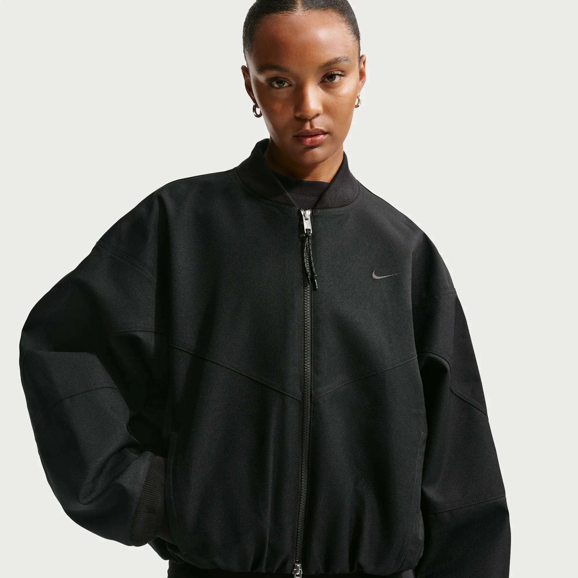 Nike Women's Oversized Bomber Jacket - Black - Polyester