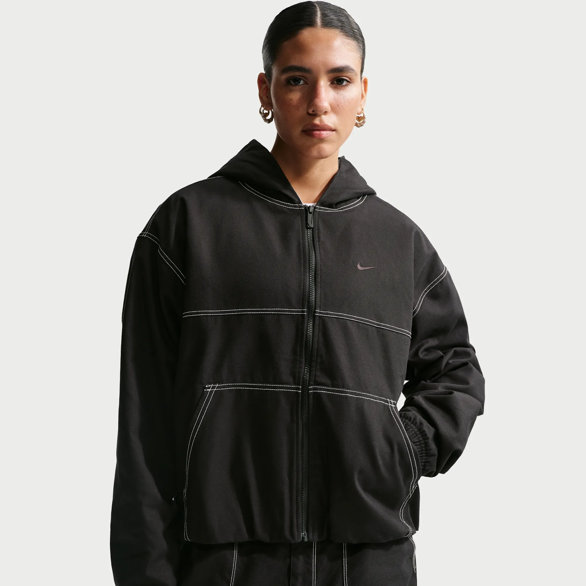 Nike Women's Oversized Workwear Jacket - Black - Cotton