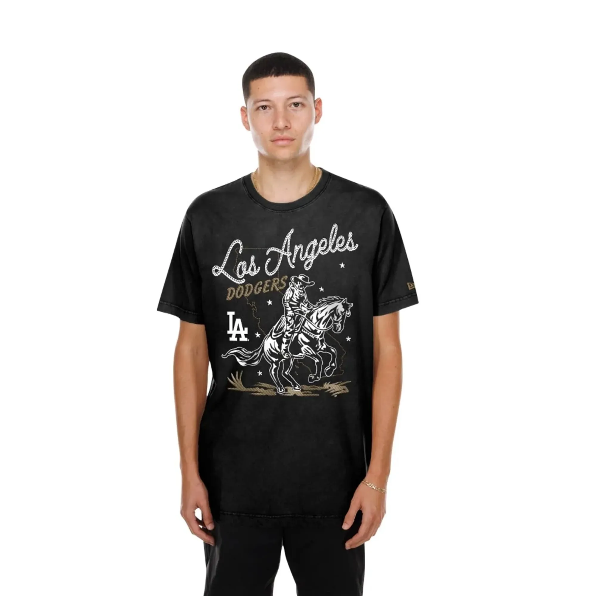 LA Dodgers MLB Cowboy Graphic Black T-Shirt New Era Cap adult unisex