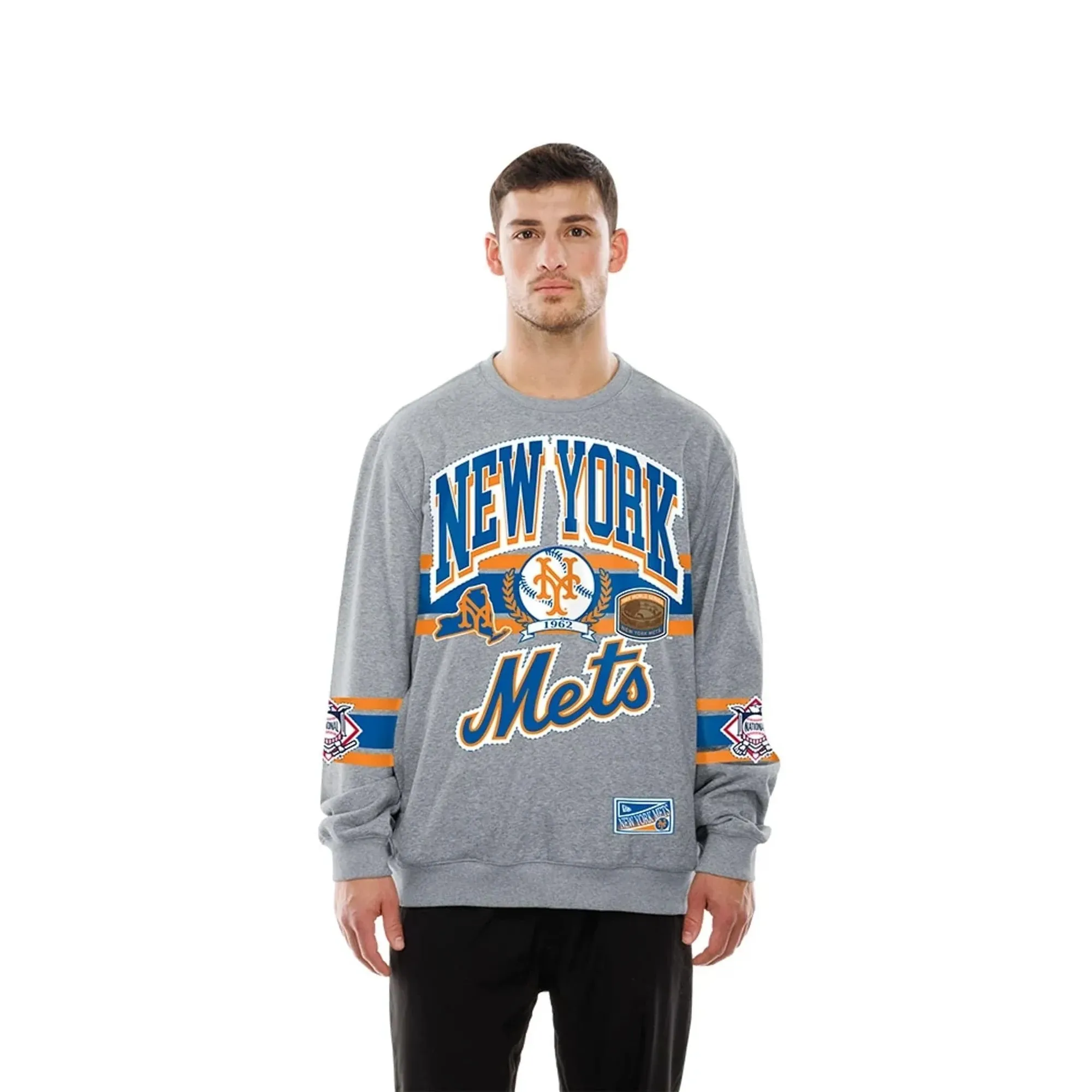 New York Mets MLB Sport Classic Grey Crew Neck Sweater New Era Cap adult unisex