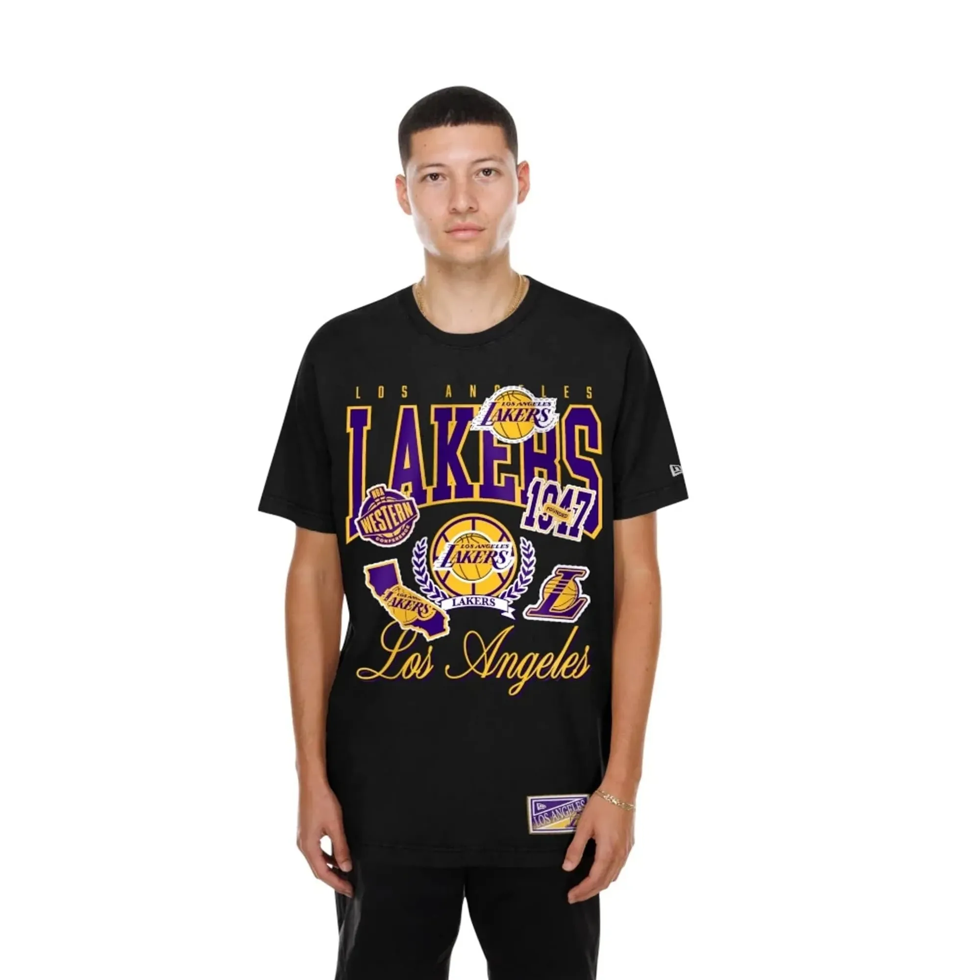 LA Lakers NBA Sport Classic Black T-Shirt New Era Cap adult unisex