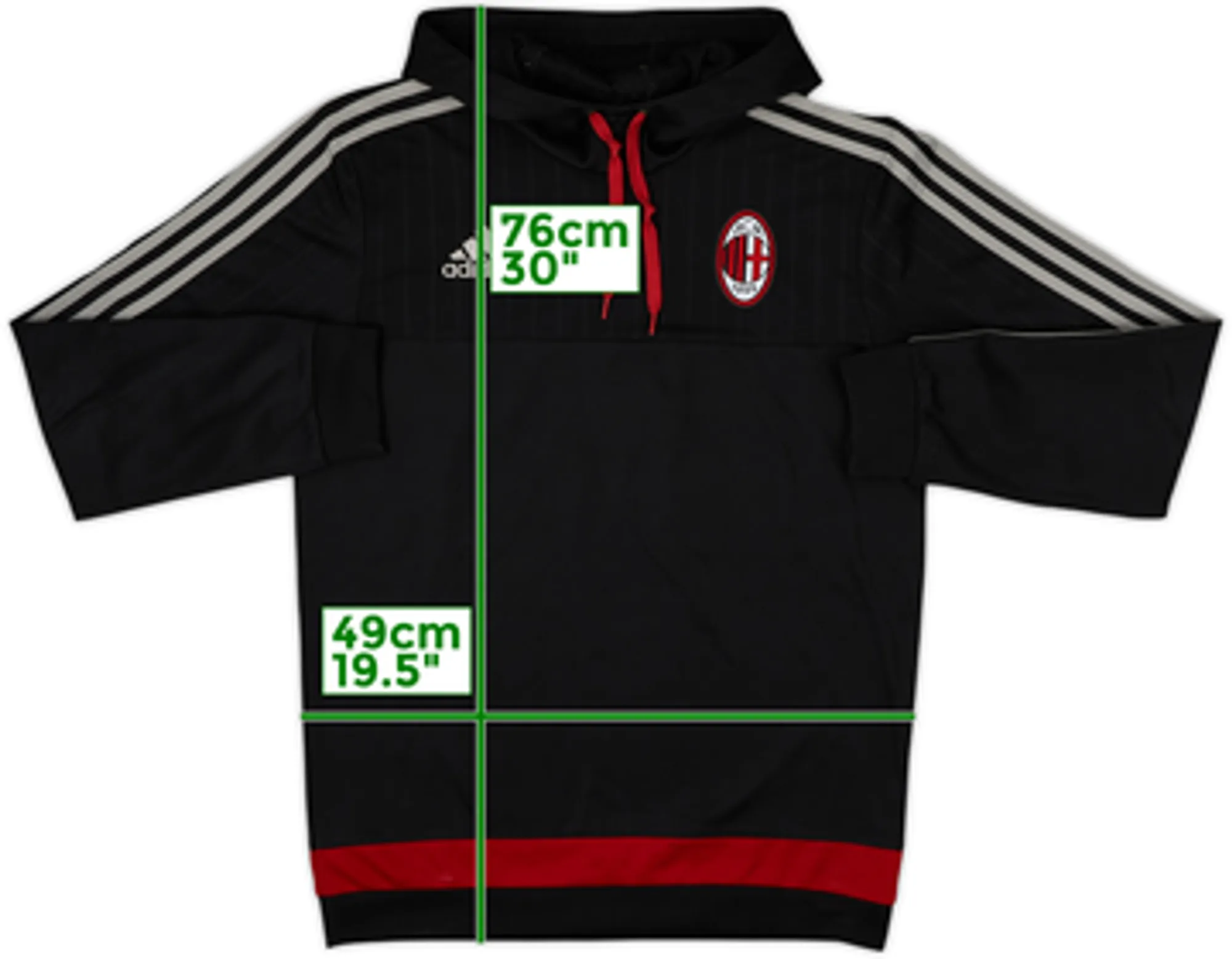 2015-16 AC Milan adidas Hooded Sweat Top - 7/10 - (S)