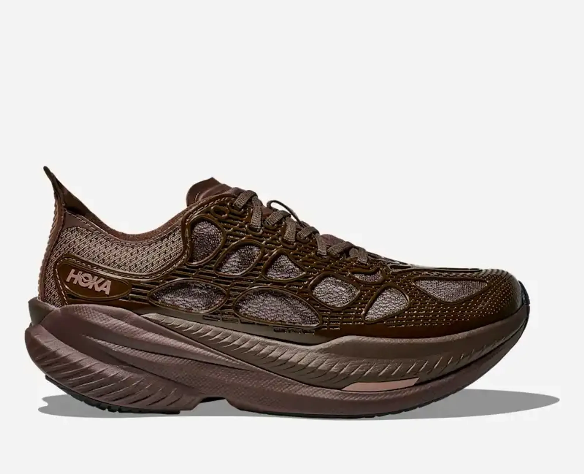 Hoka Mach X Caged Lifestyle Shoes In Walnut/Soaring Blue