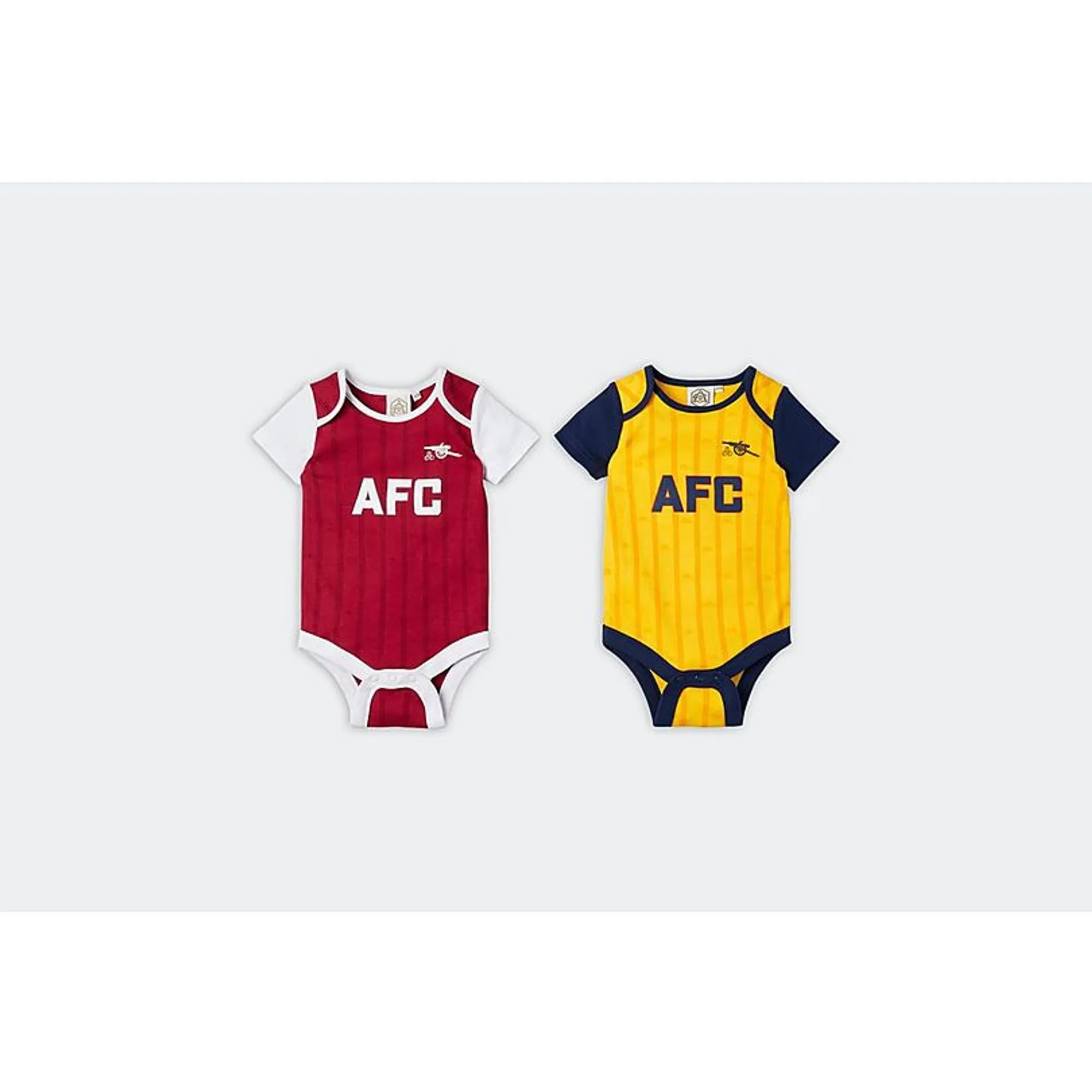 Arsenal Baby Retro 88-89 Home and Away 2pk Bodysuits, Red/Yellow
