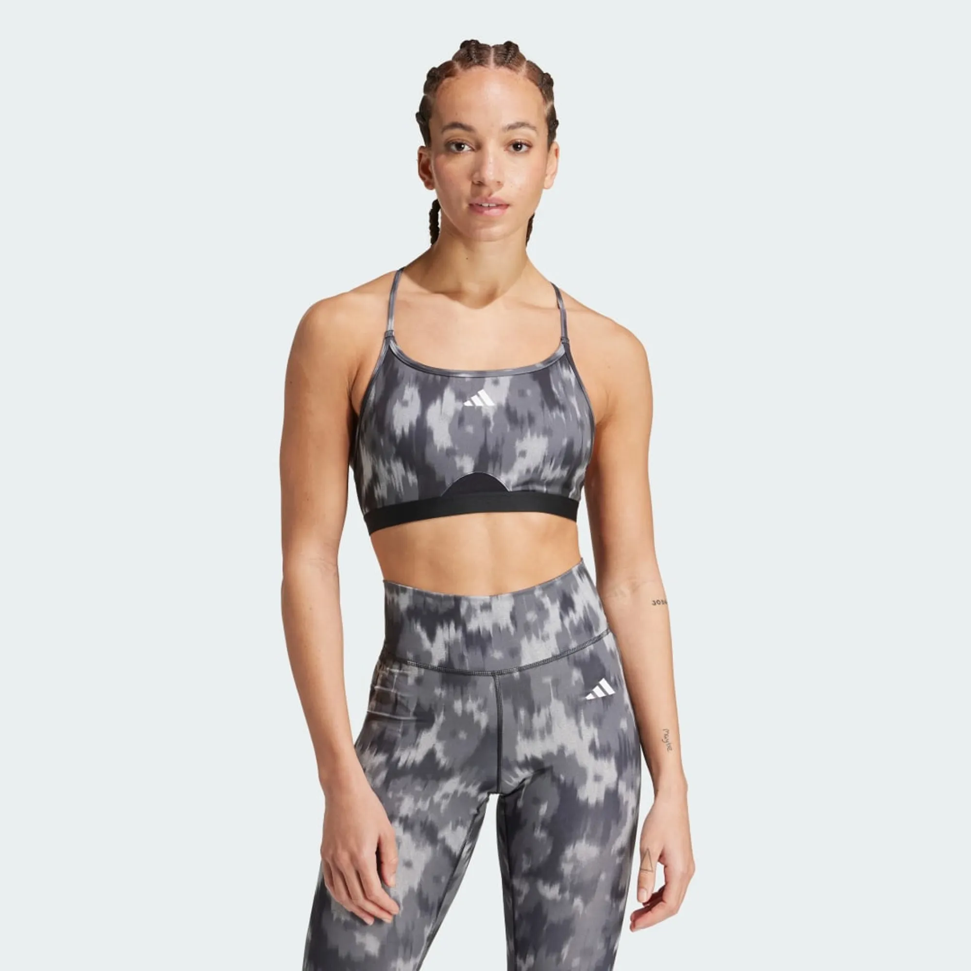 adidas Aeroreact Training Essentials Light-Support Allover Print Bra