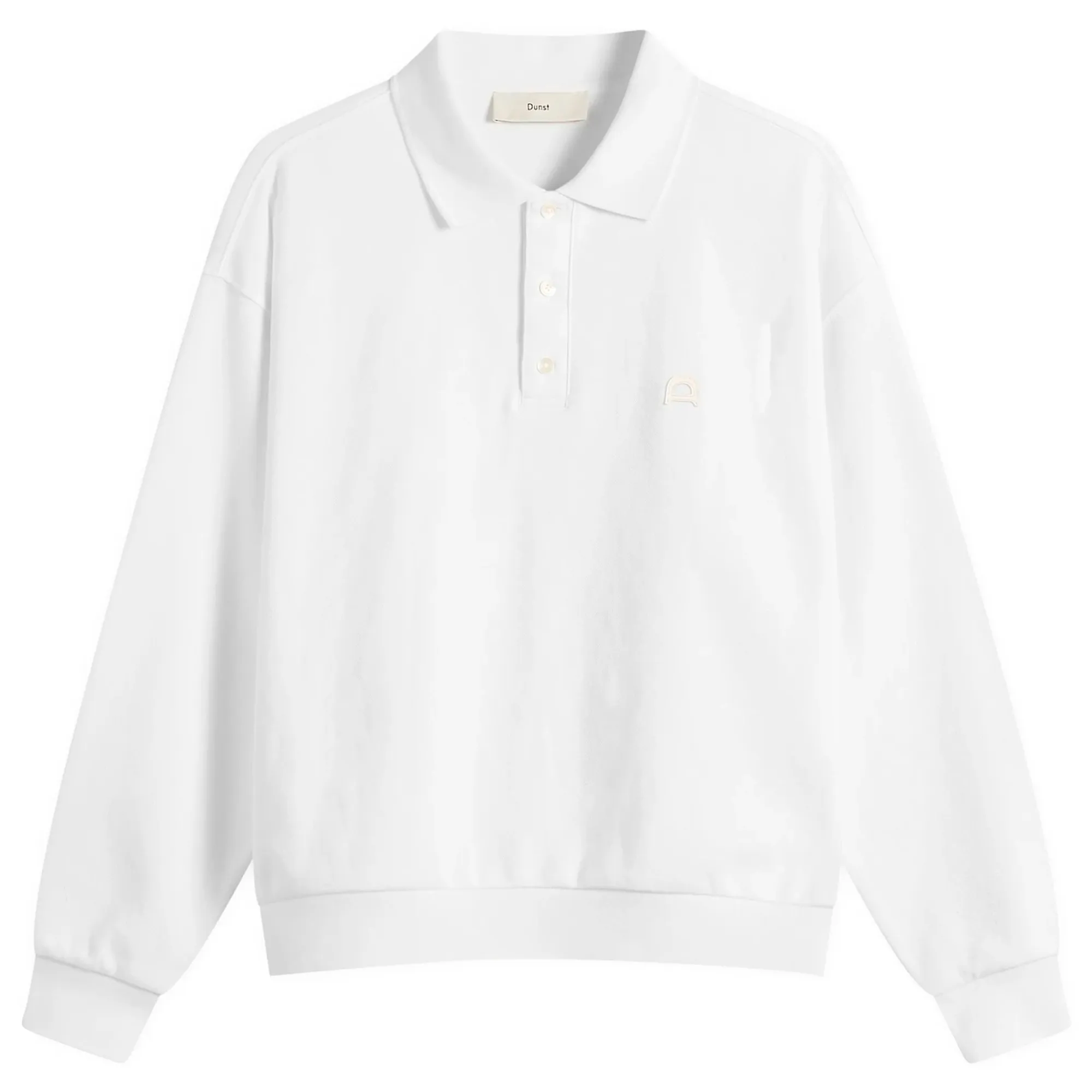 DUNST Women's Leather Logo Collared T-Shirt White