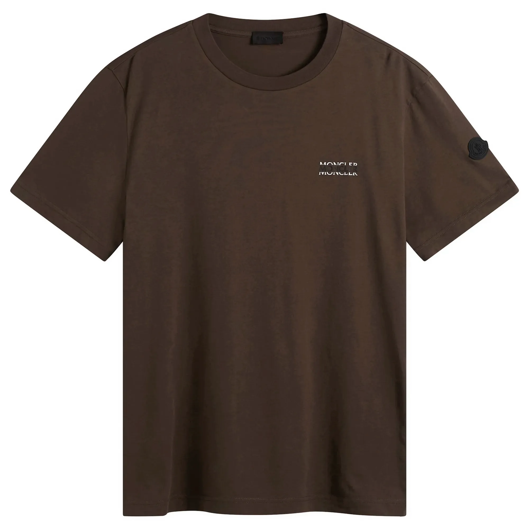 Moncler Men's Stripe Logo Short Sleeve T-Shirt Brown