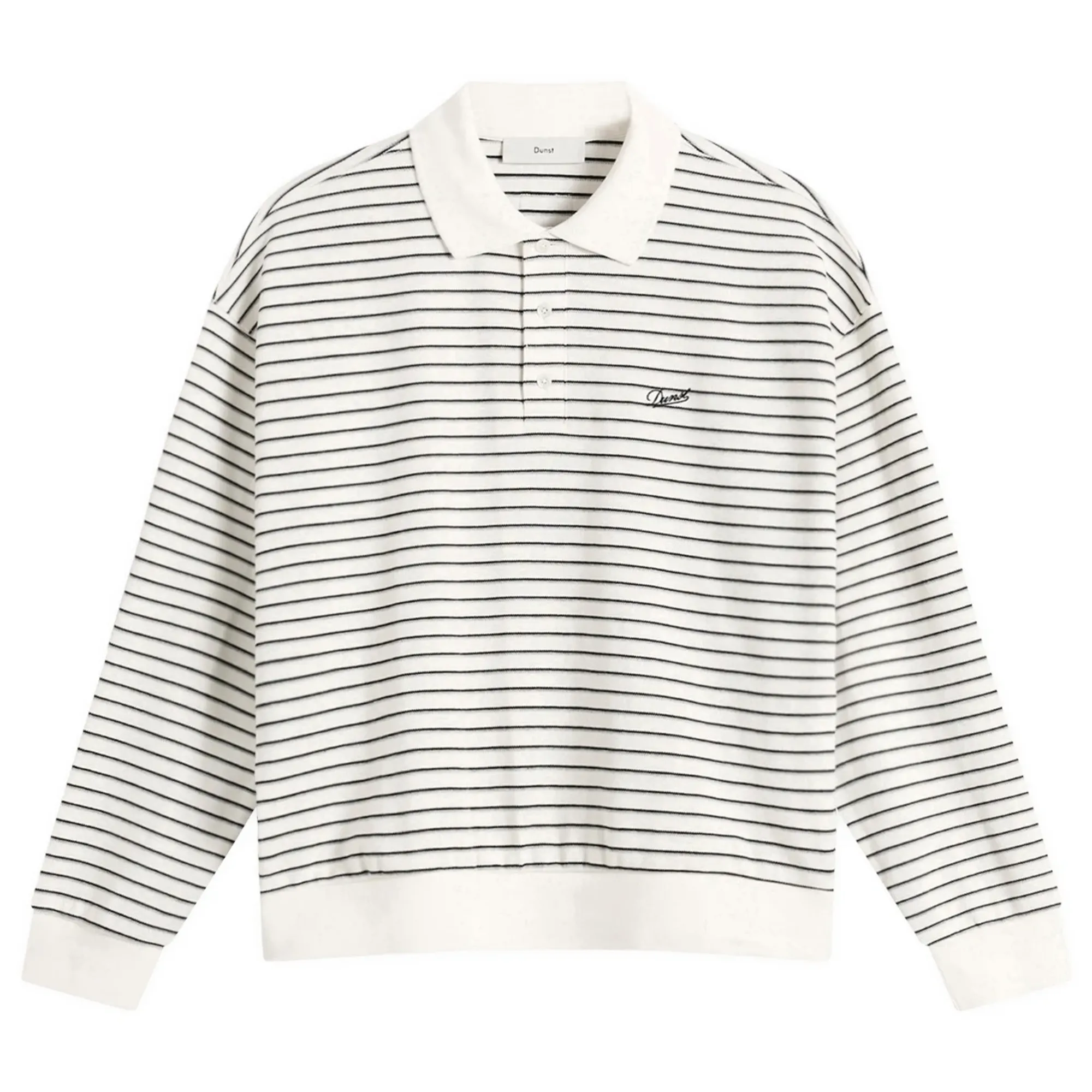 DUNST Women's Striped Collared T-Shirt Ivory Stripe