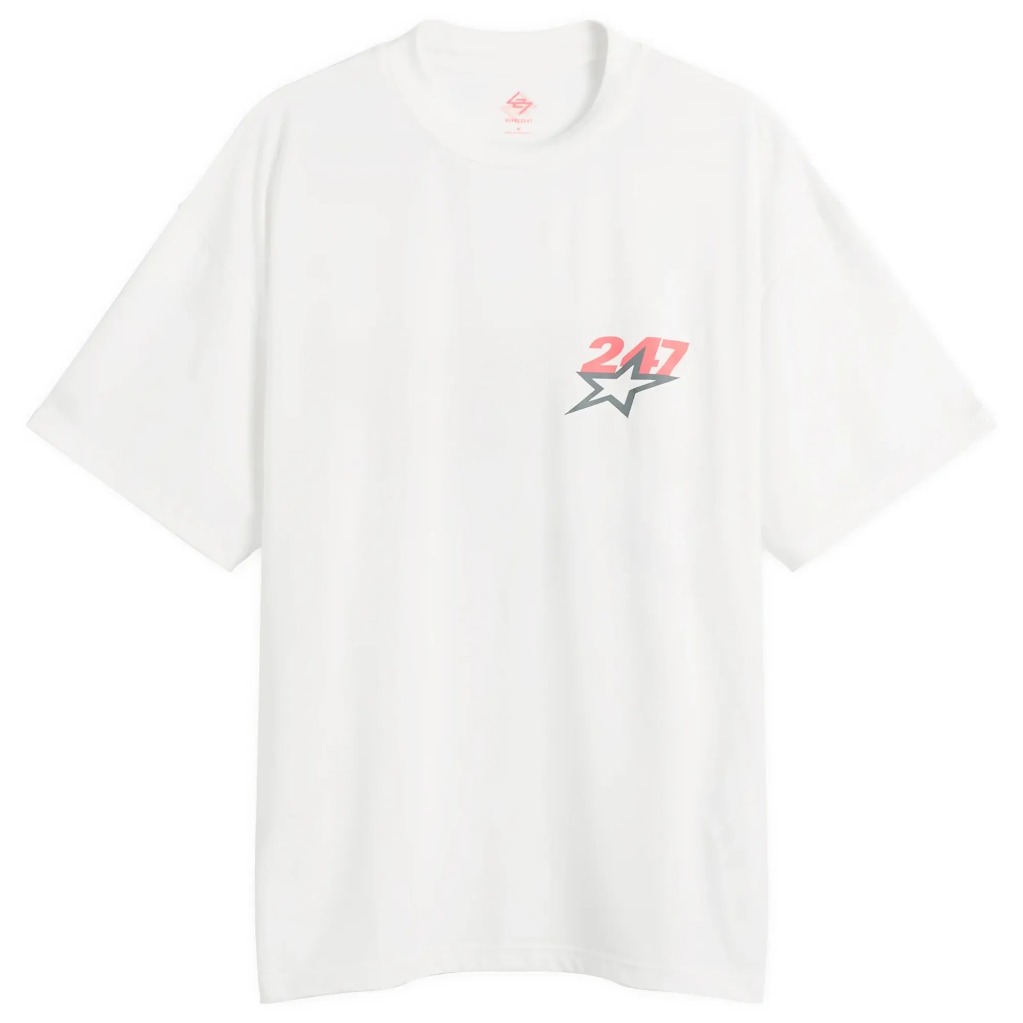 Represent Team 247 Star Print Oversized T-Shirt Flat White