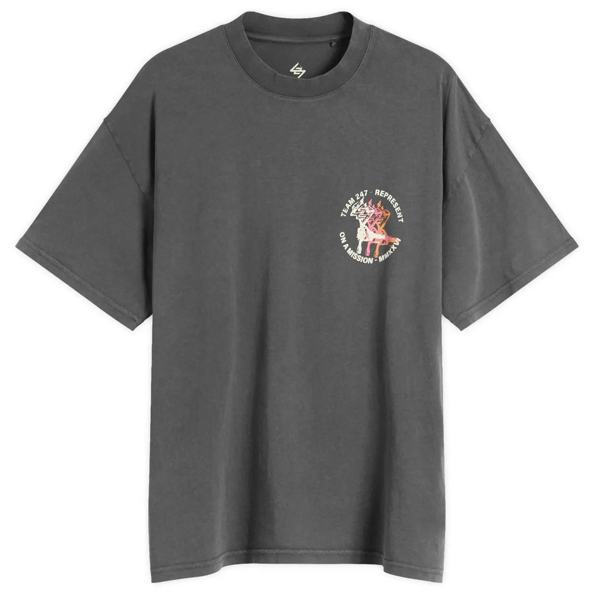 Represent 247 Men's Torch Crop T-Shirt Washed Black