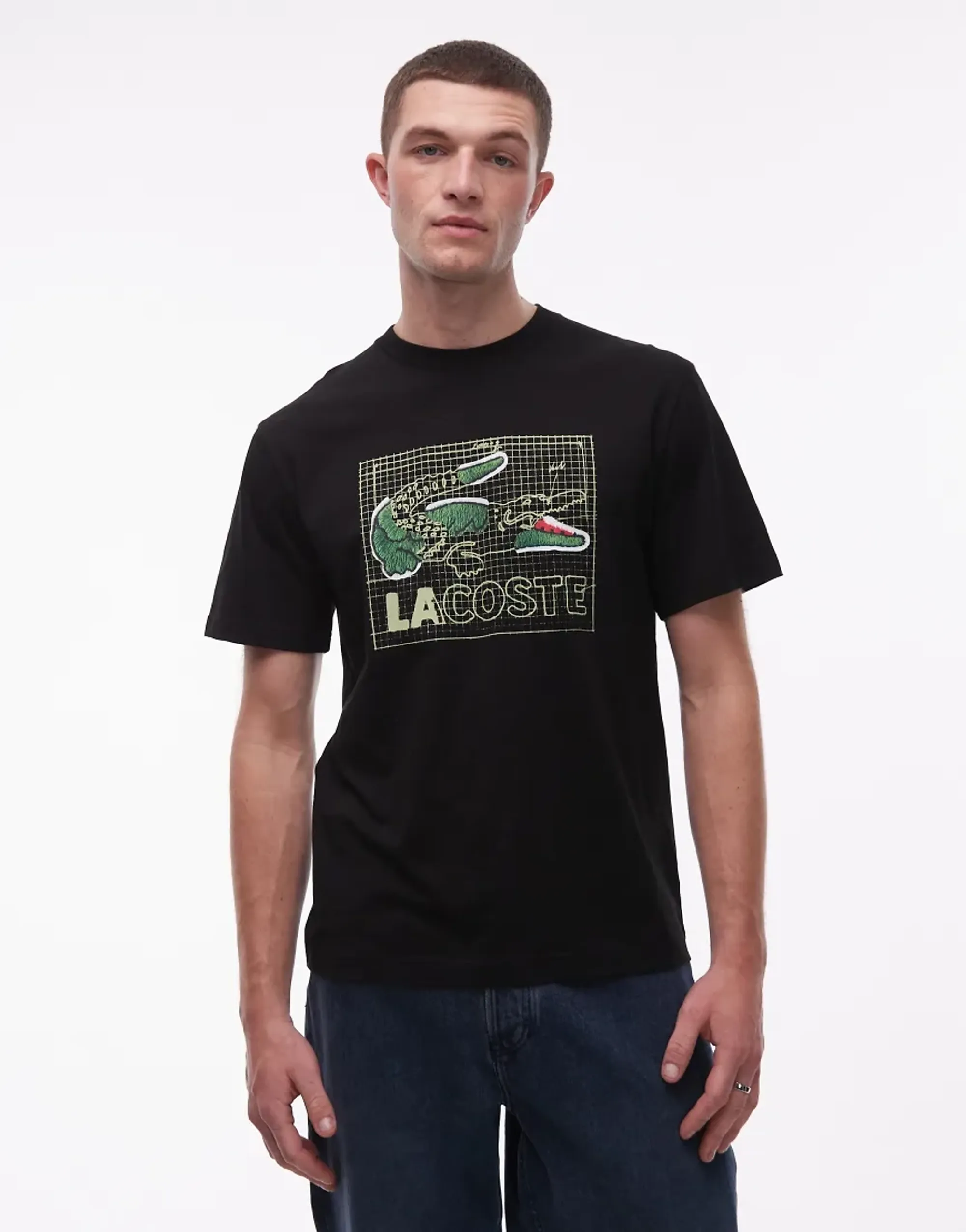 Lacoste Croc Chest Graphic In Black