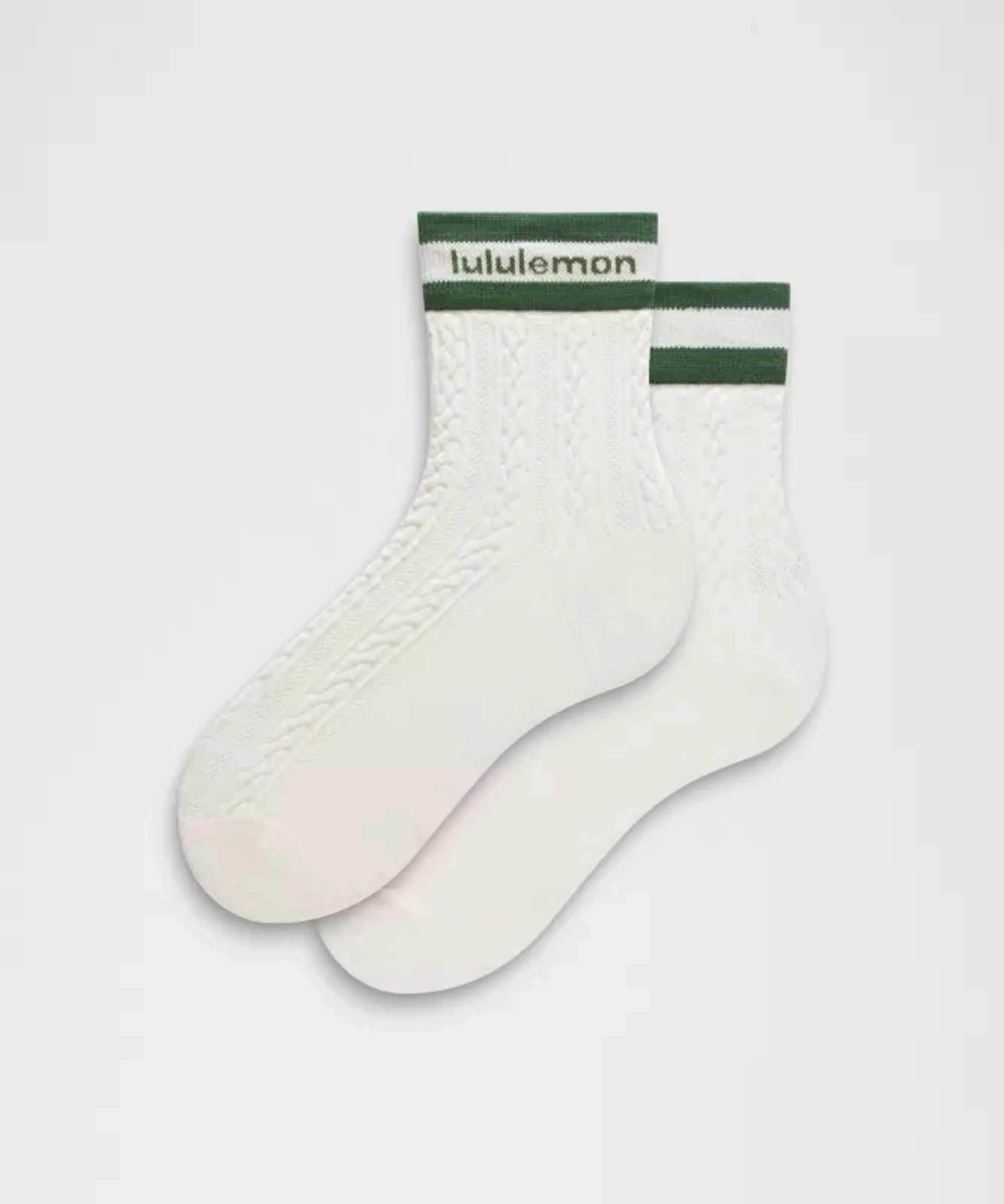 lululemon – Cable-Knit Quarter Socks – Color White – Size Large