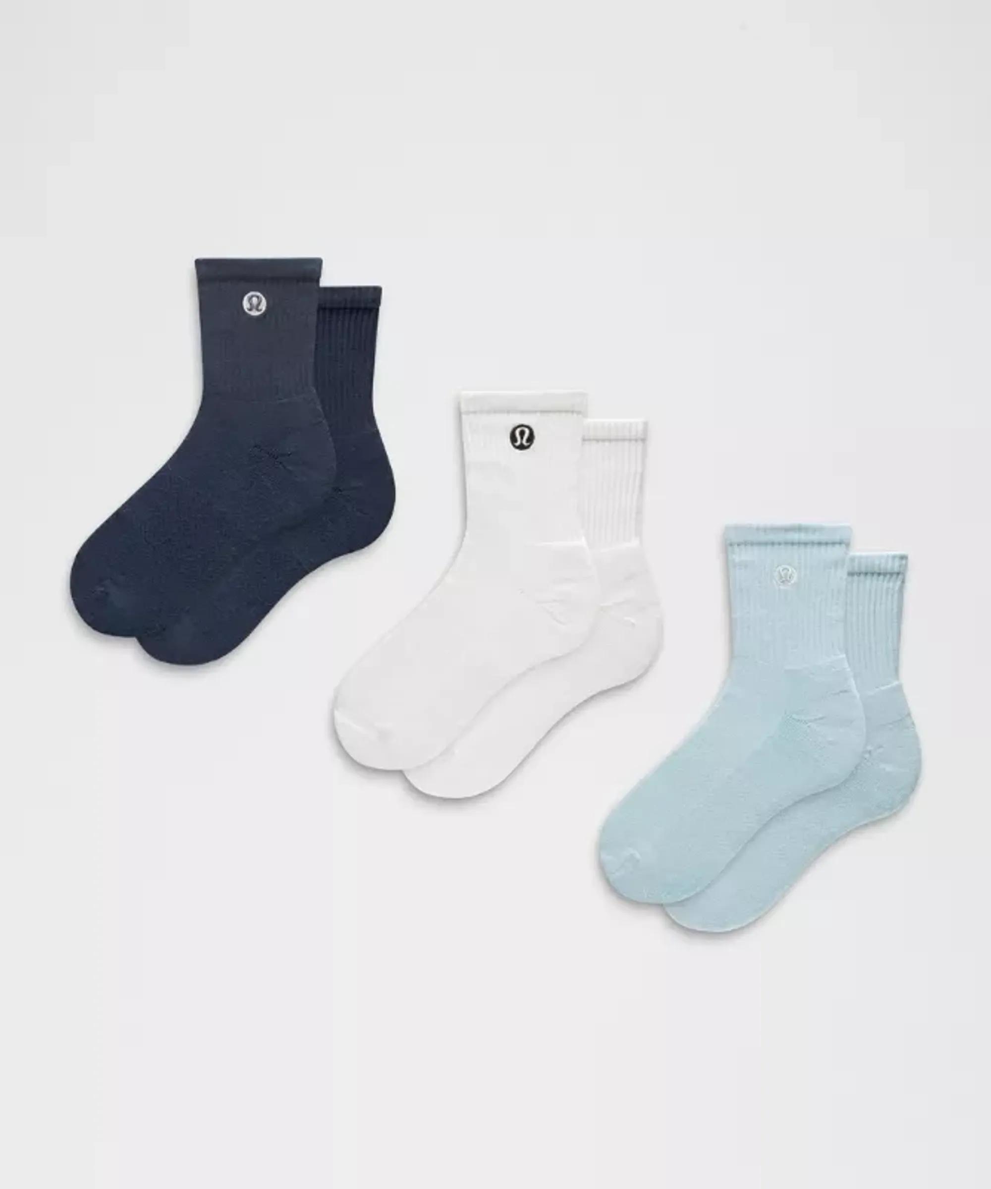 lululemon – Daily Essential Quarter Socks 3 Pack – Color White/Blue – Size Large