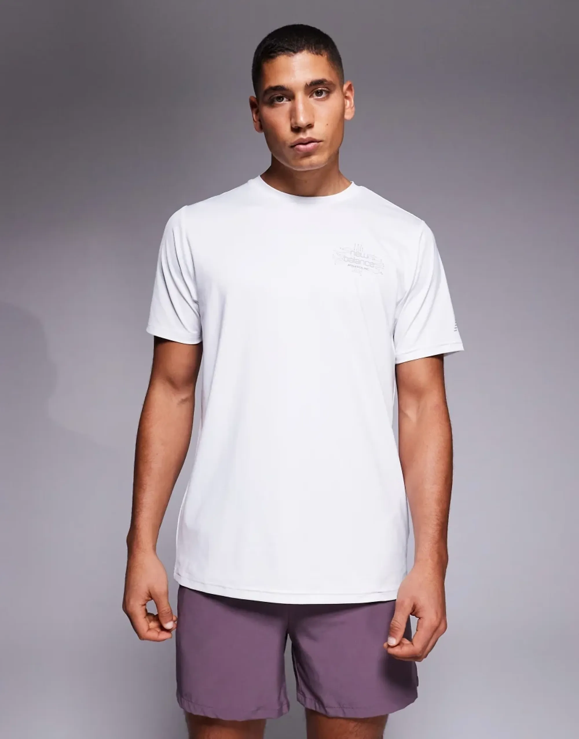 New Balance Reflective Poly Running T-Shirt In White