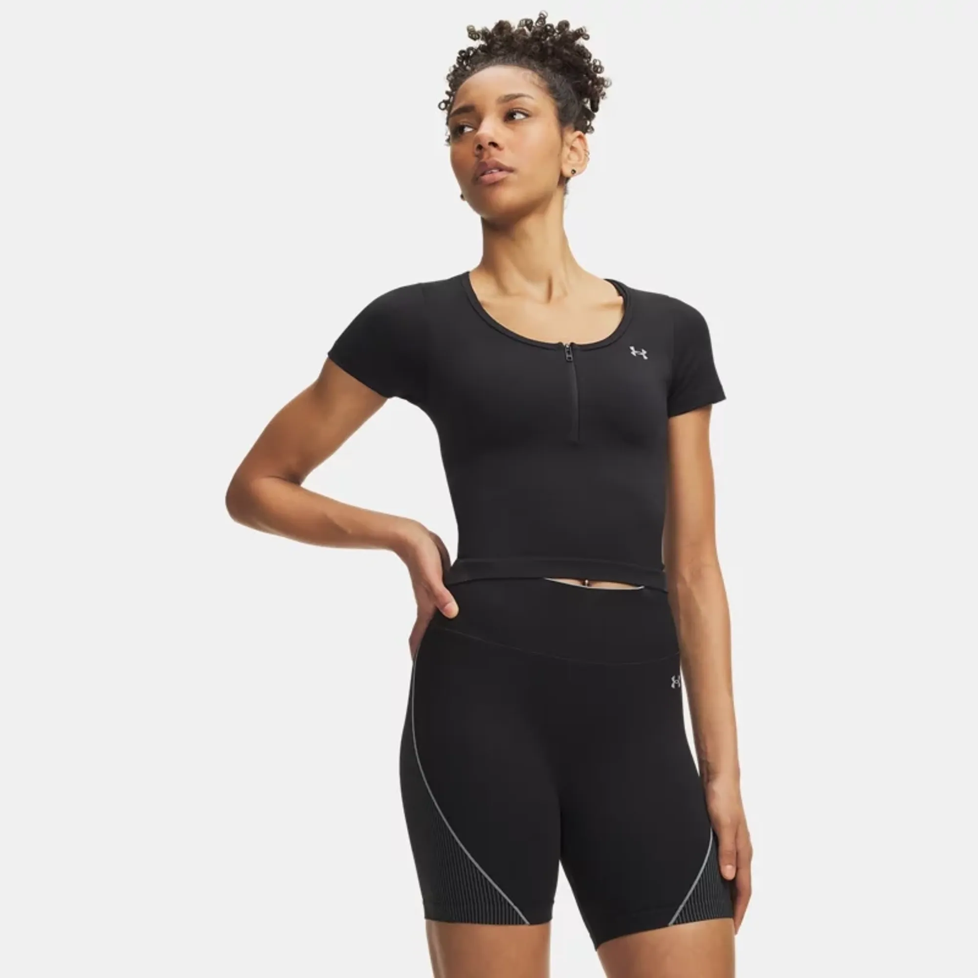 Under Armour  Vanish Seamless Women's Crop Zip Short Sleeve Black / Steel / Steel L