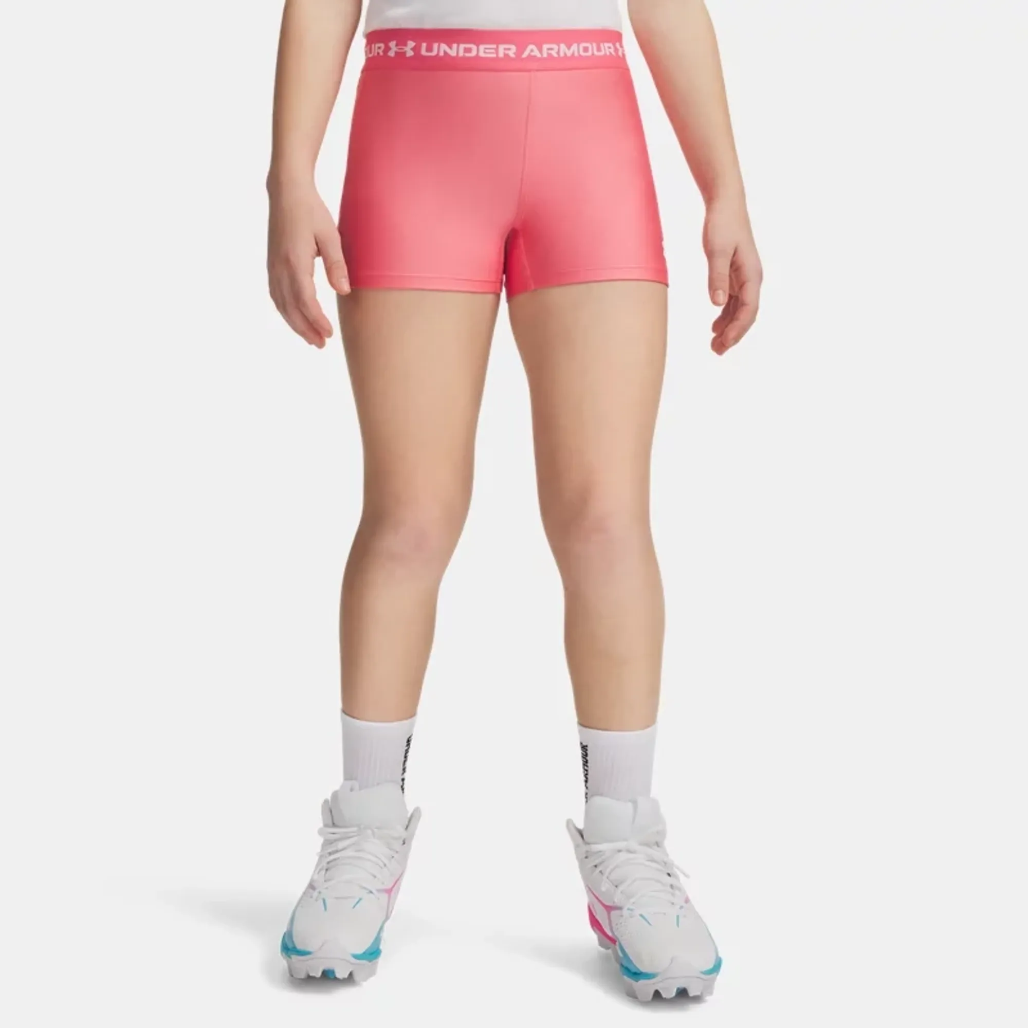 HeatGear® Shorty Girls' Shorts Bittersweet Pink / White YLG (59 - 63 in)
