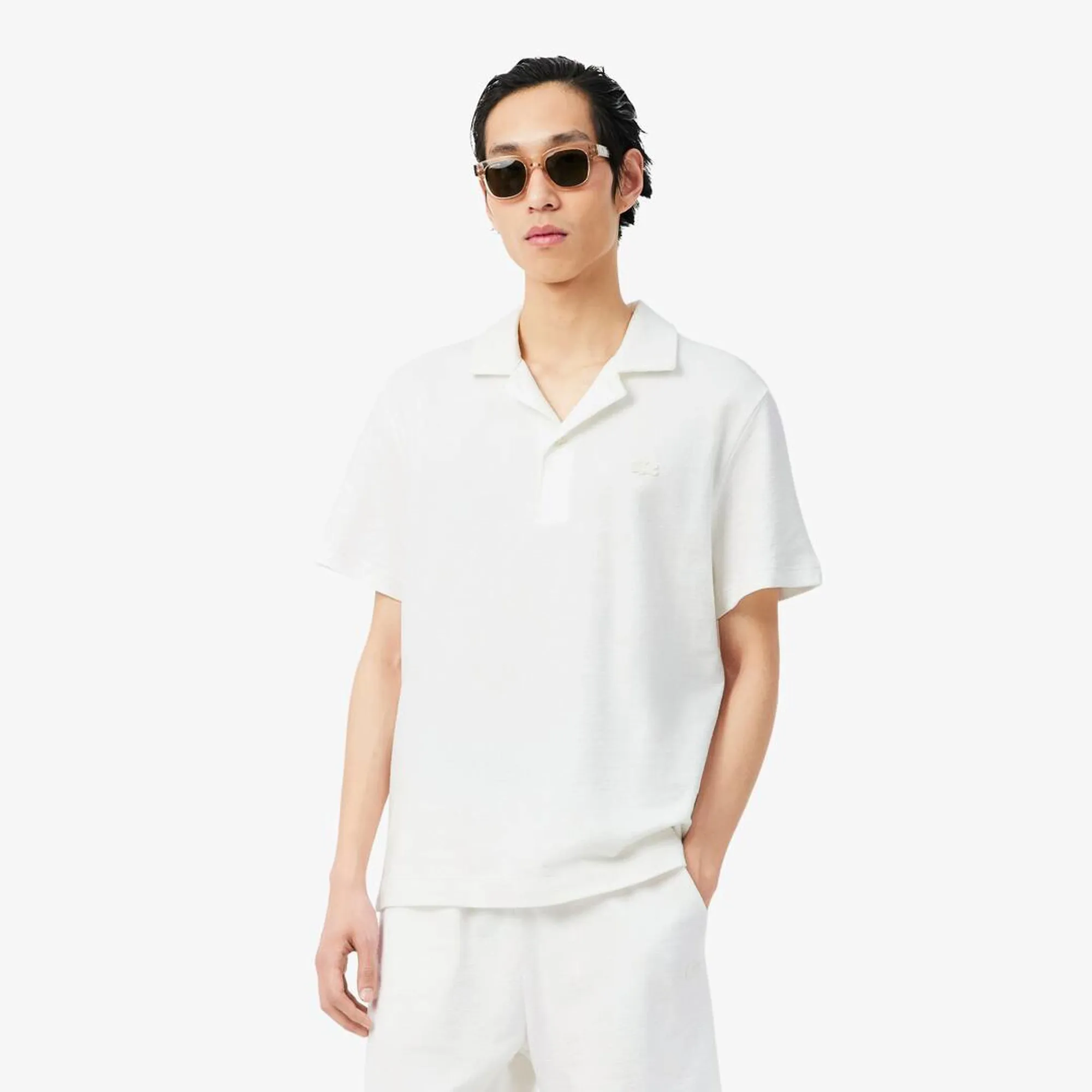 Lacoste Classic Fit Textured Polo Shirt - White