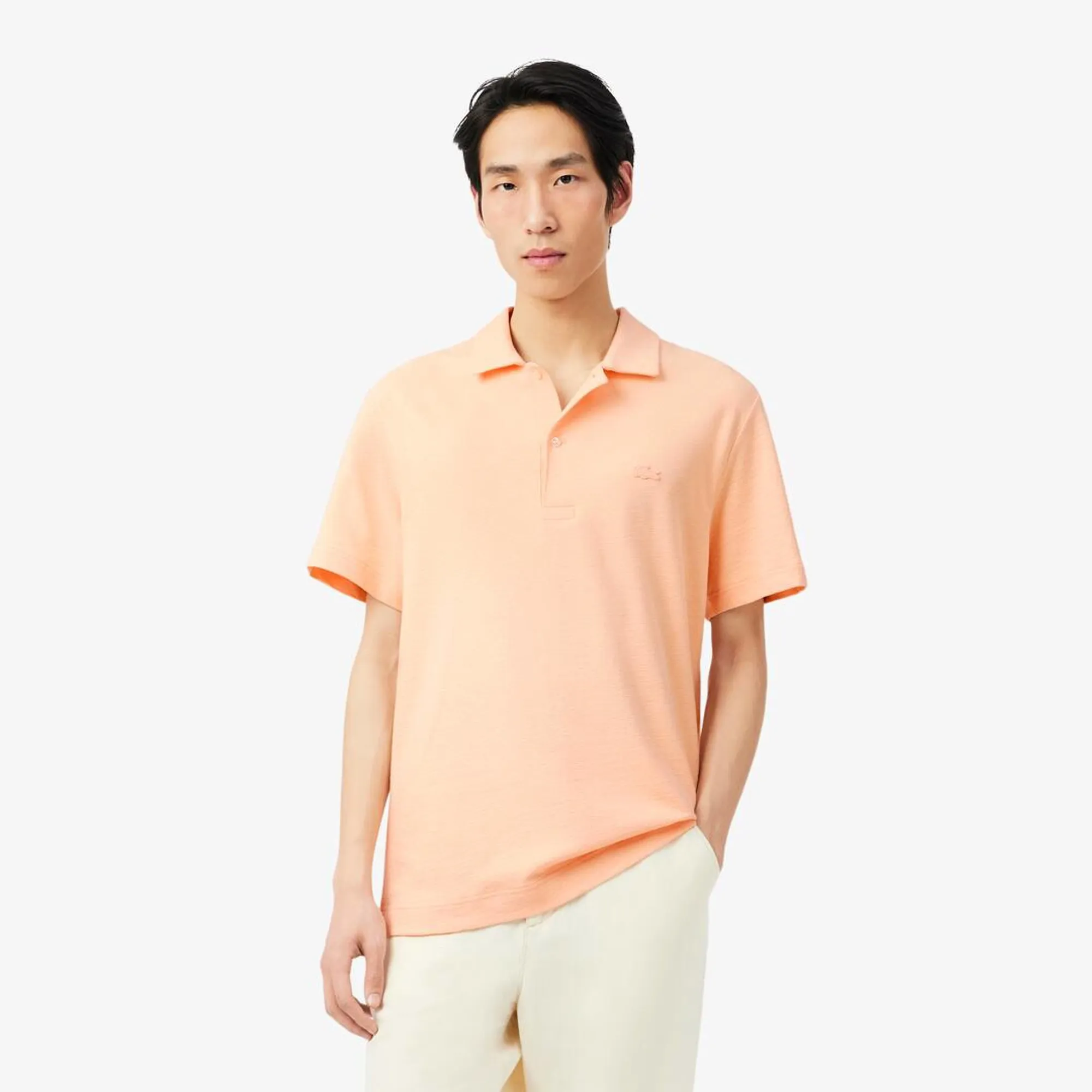Lacoste Classic Fit Textured Polo Shirt - Peach Pink