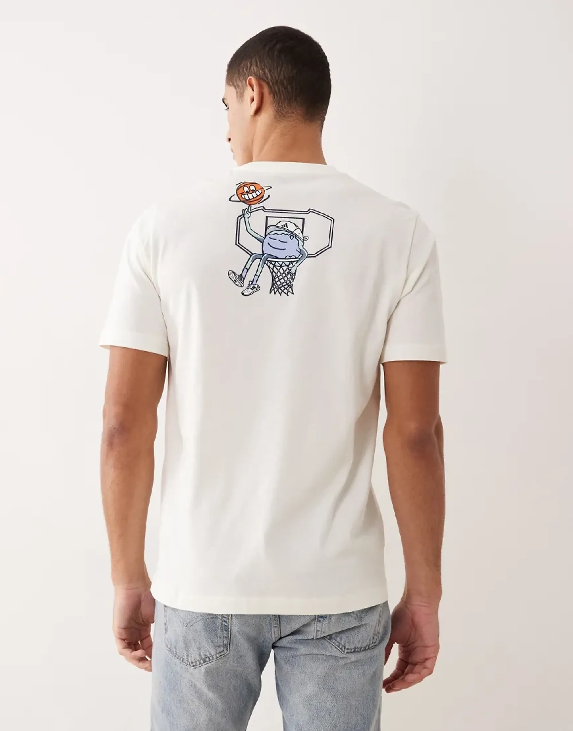 Adidas Sportswear Basketball World Graphic T-Shirt In Off White
