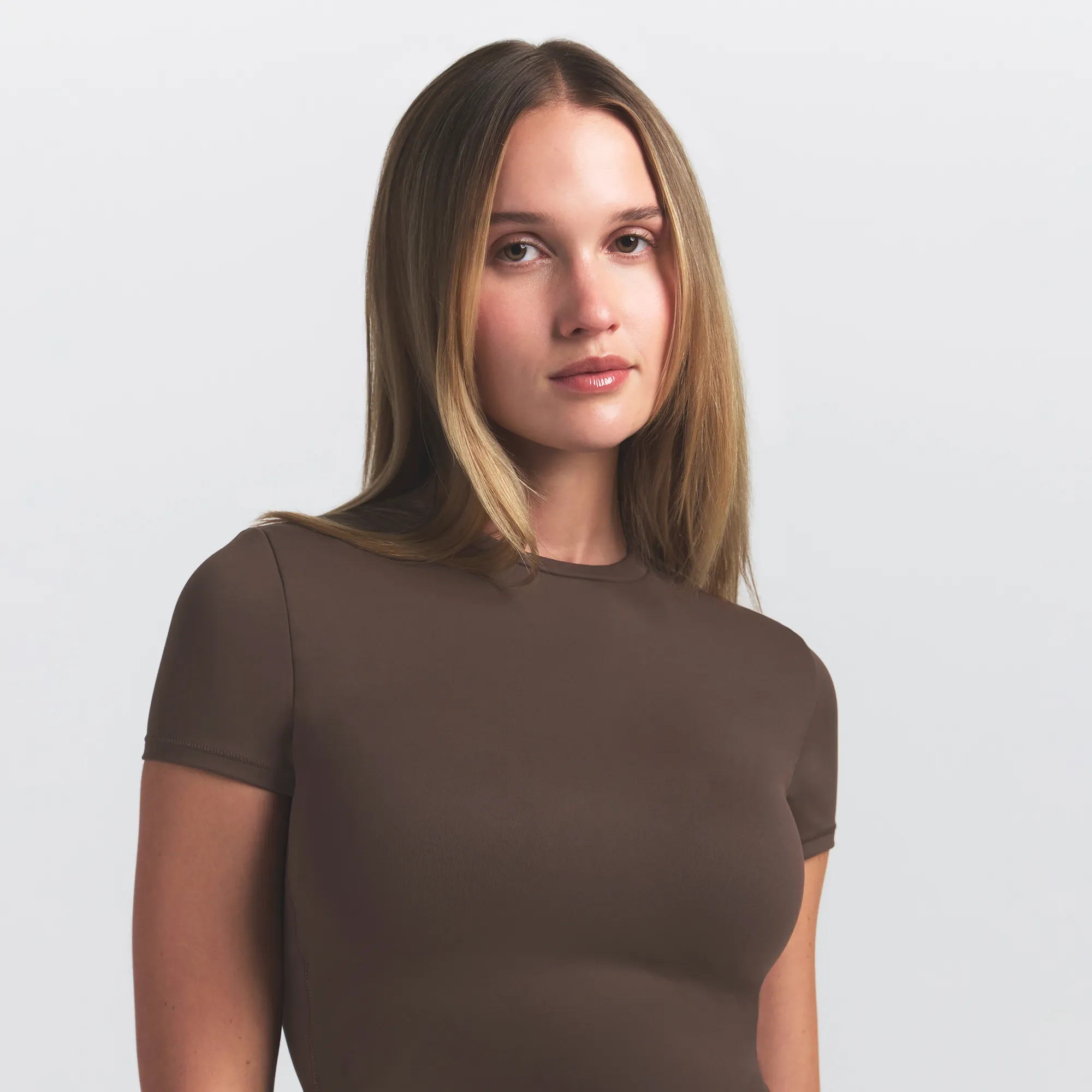NikeSKIMS Matte Women's Padded Baby T-Shirt - Brown - Nylon/Elastane