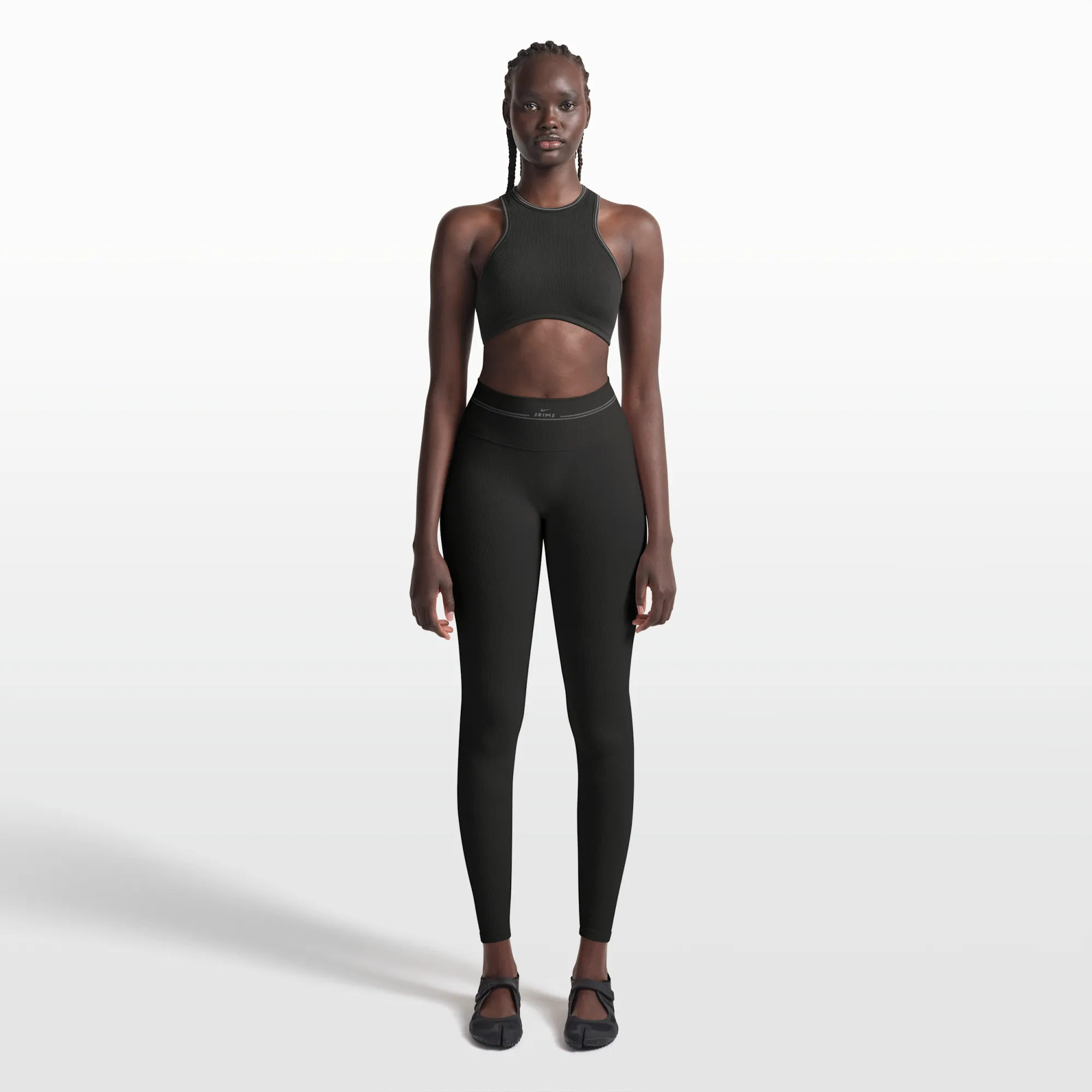 NikeSKIMS Ribbed Seamless Women's High-Waisted 66cm (approx.) Leggings - Black - Nylon/Elastane