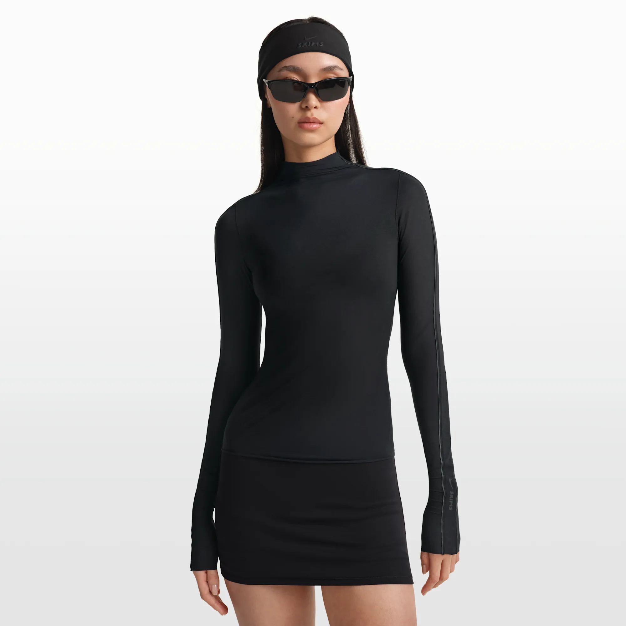 NikeSKIMS Weightless Layers Women's Mock-Neck Long-Sleeve Top - Black - Polyamide/Elastane