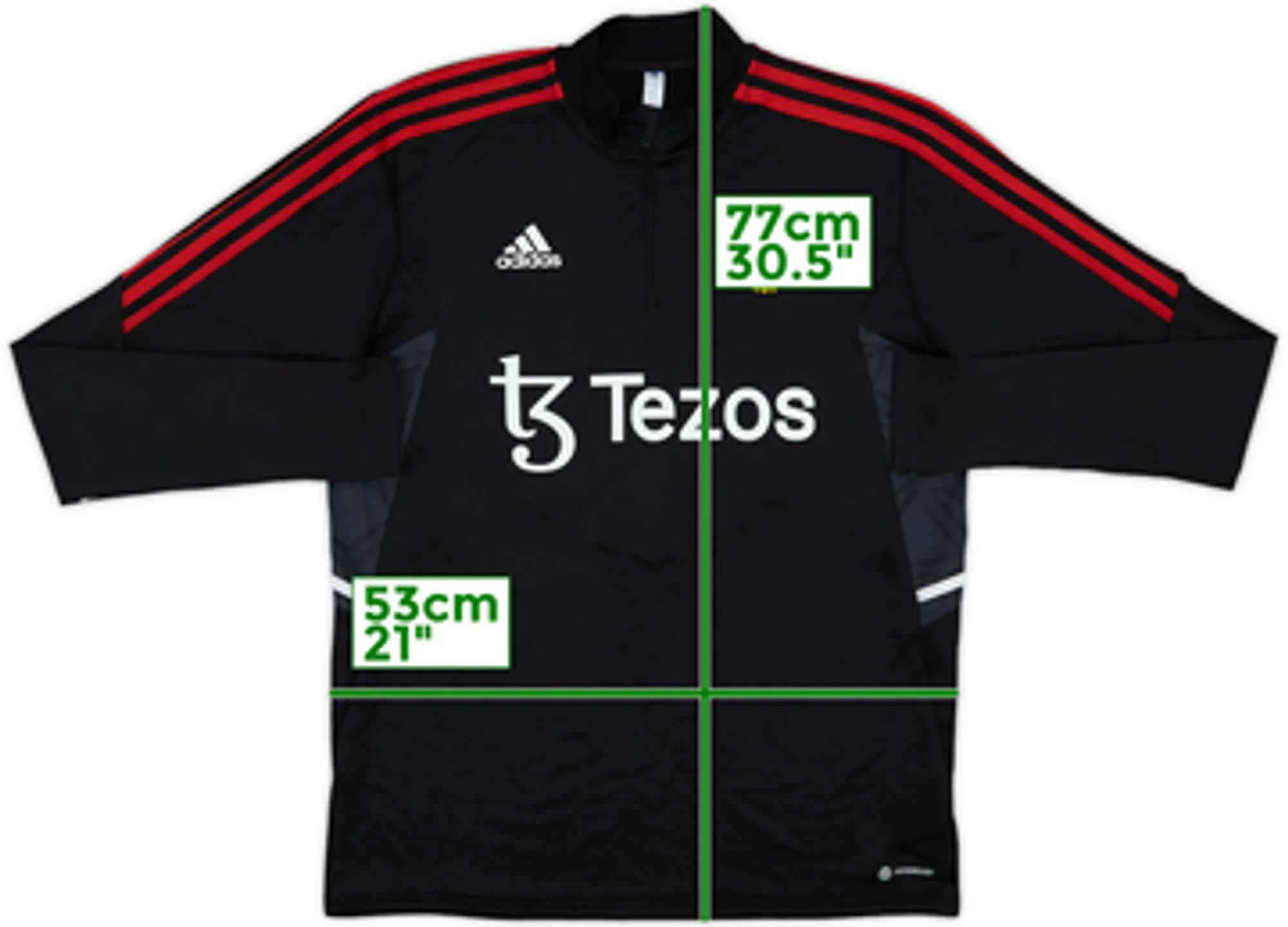 2021-22 Manchester United adidas 1/4 Zip Drill Top - 9/10 - (L)