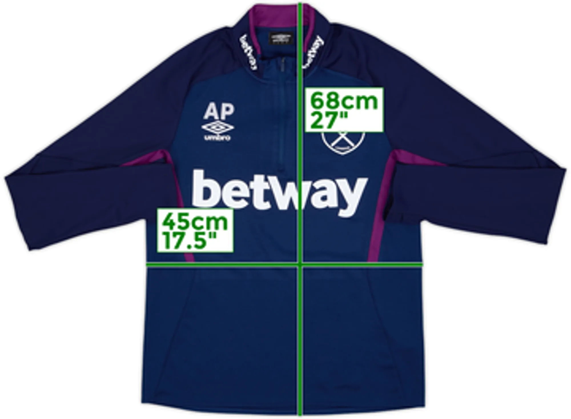 2020-21 West Ham Staff Issue Umbro 1/4 Zip Drill Top AP - 8/10 - (S)